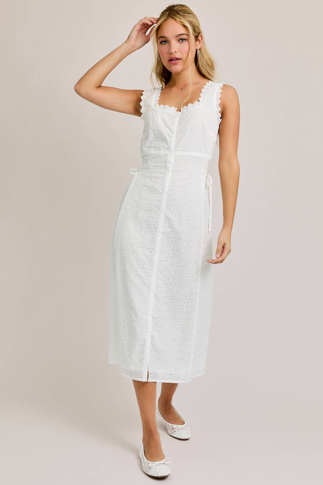 Talulah LACE UP EYELET MIDI DRESS