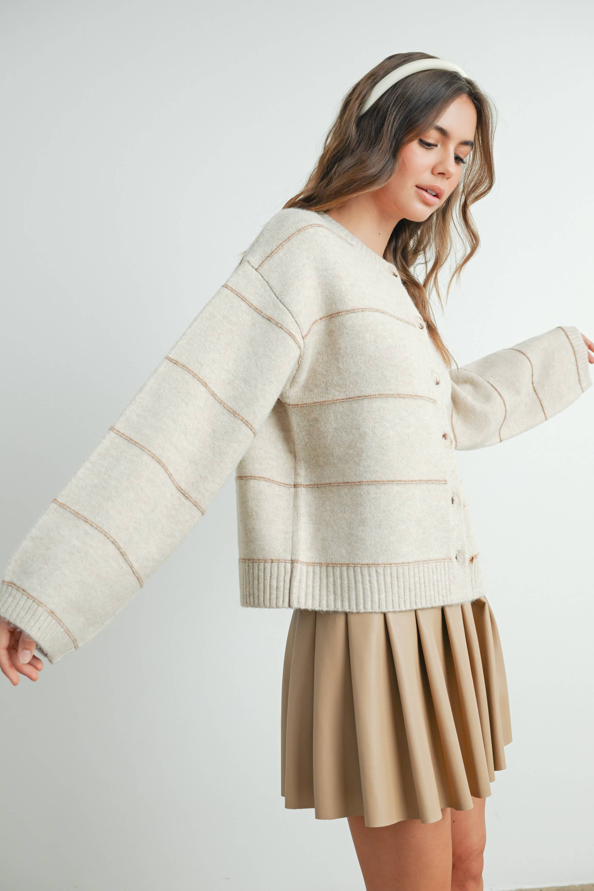 Penelope Button Front Striped Cardigan