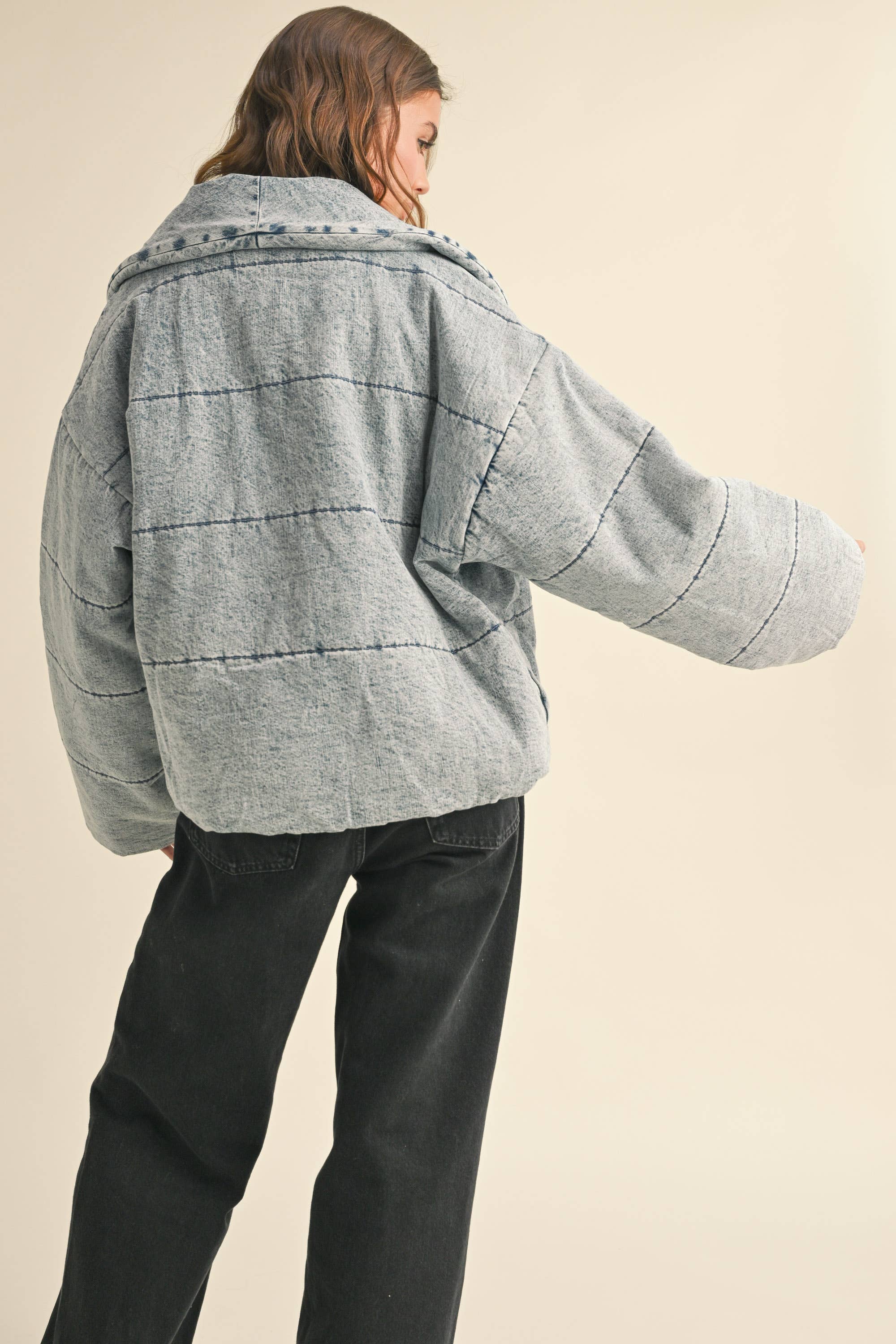 Blaise QUILTED TIE TO CLOSE DENIM JACKET