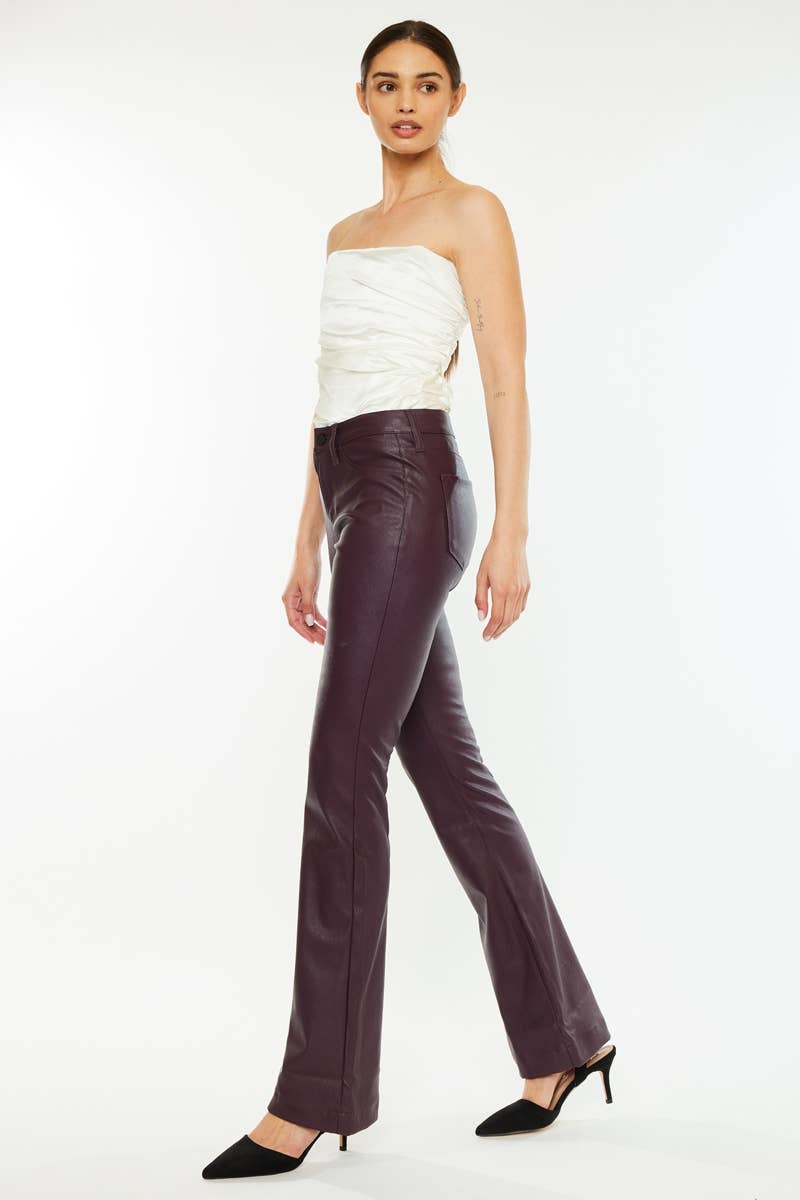 Neriah MID RISE VEGAN LEATHER BOOTCUT Pants