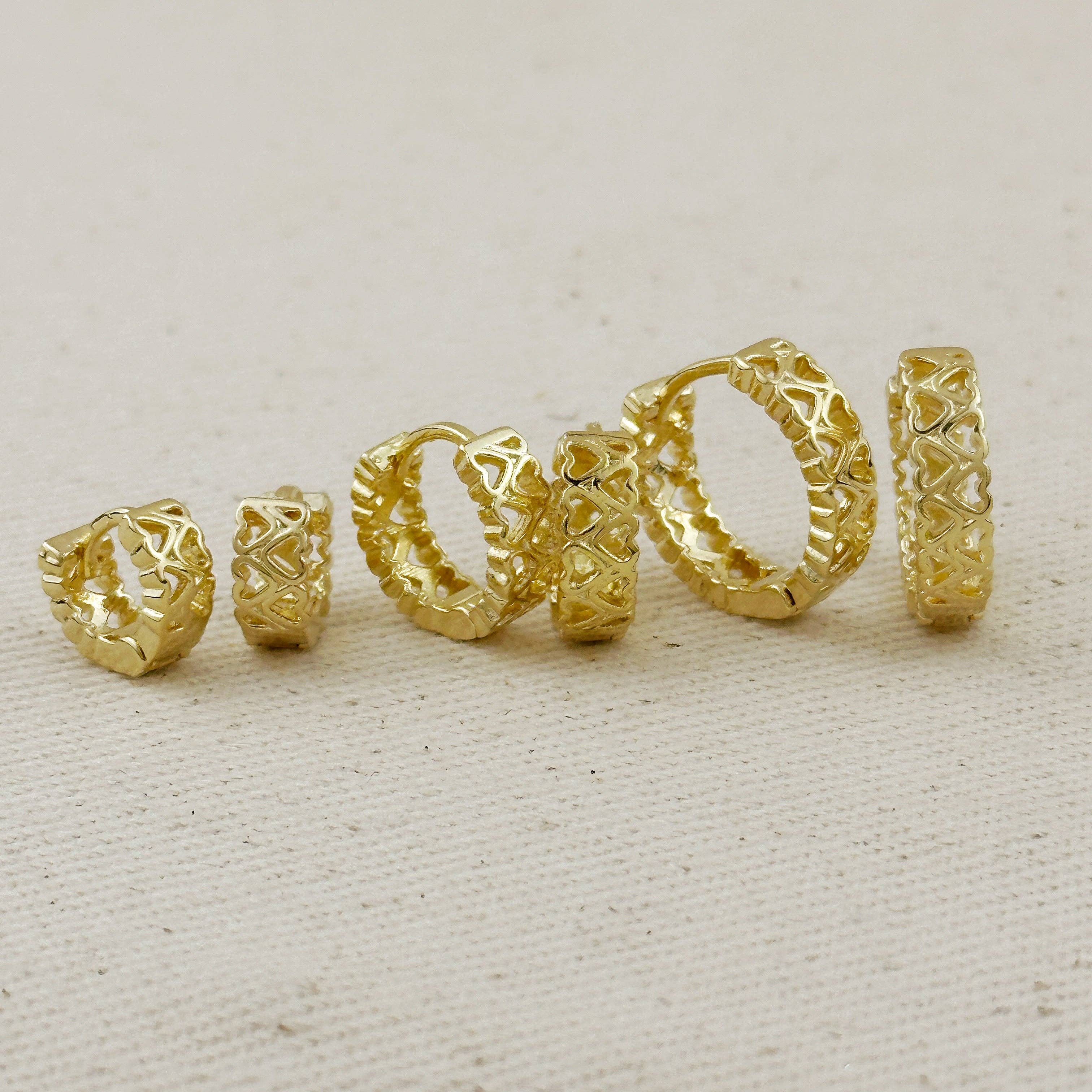 18k Gold Filled Double Hearts Huggies Hoop Earrings