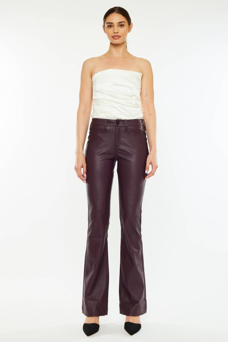 Neriah MID RISE VEGAN LEATHER BOOTCUT Pants