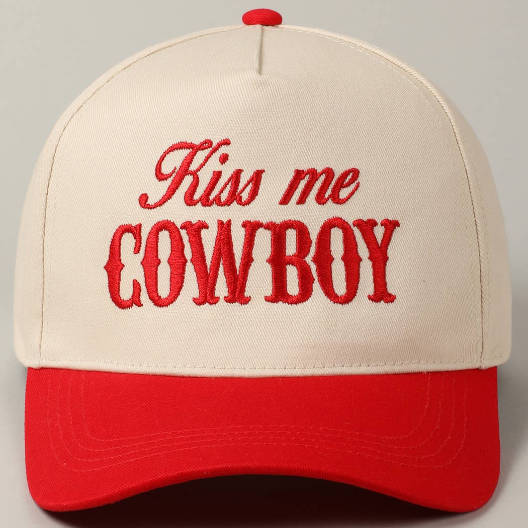 Kiss Me Cowboy Embroidery Two-Tone Cap