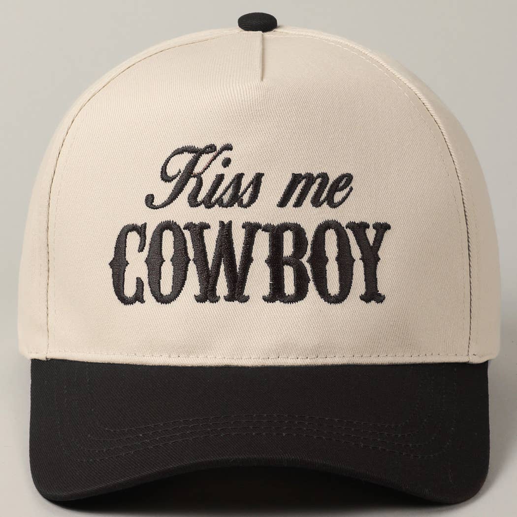 Kiss Me Cowboy Embroidery Two-Tone Cap