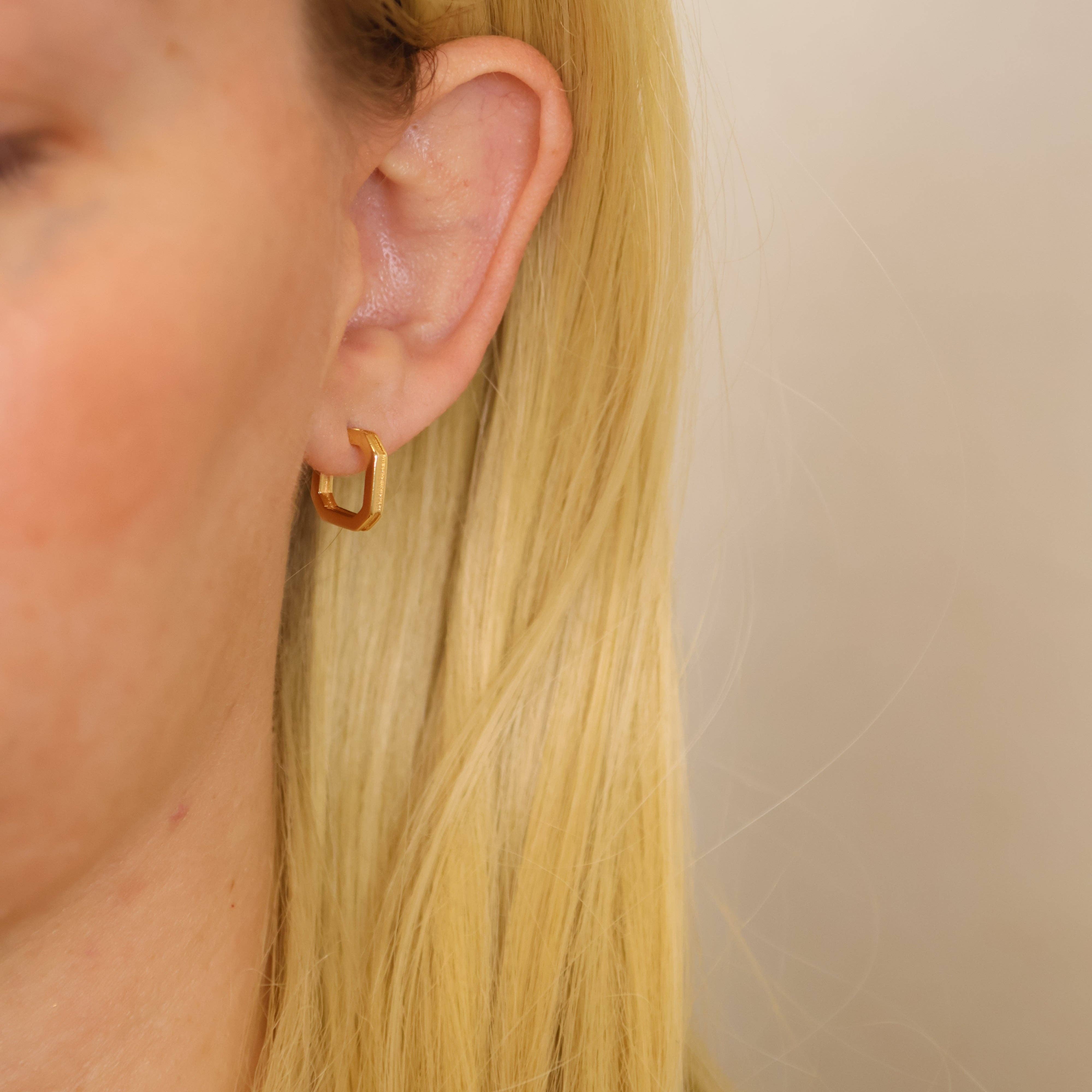 18k Gold Filled Square C-Hoop Earrings