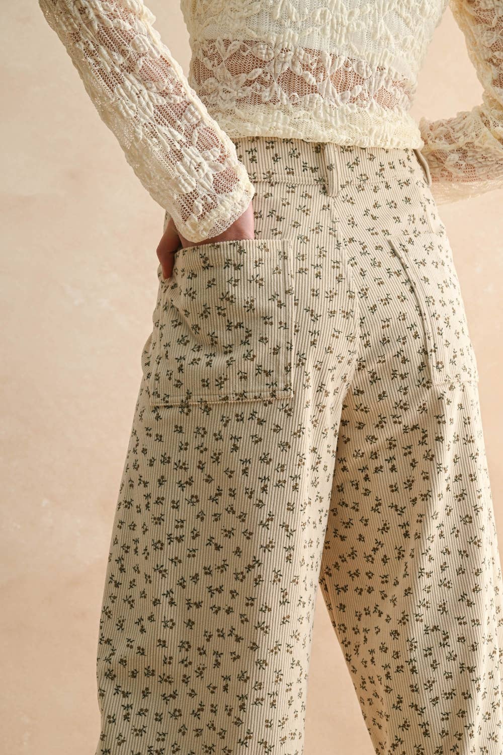 Heather floral CORDUROY PANTS