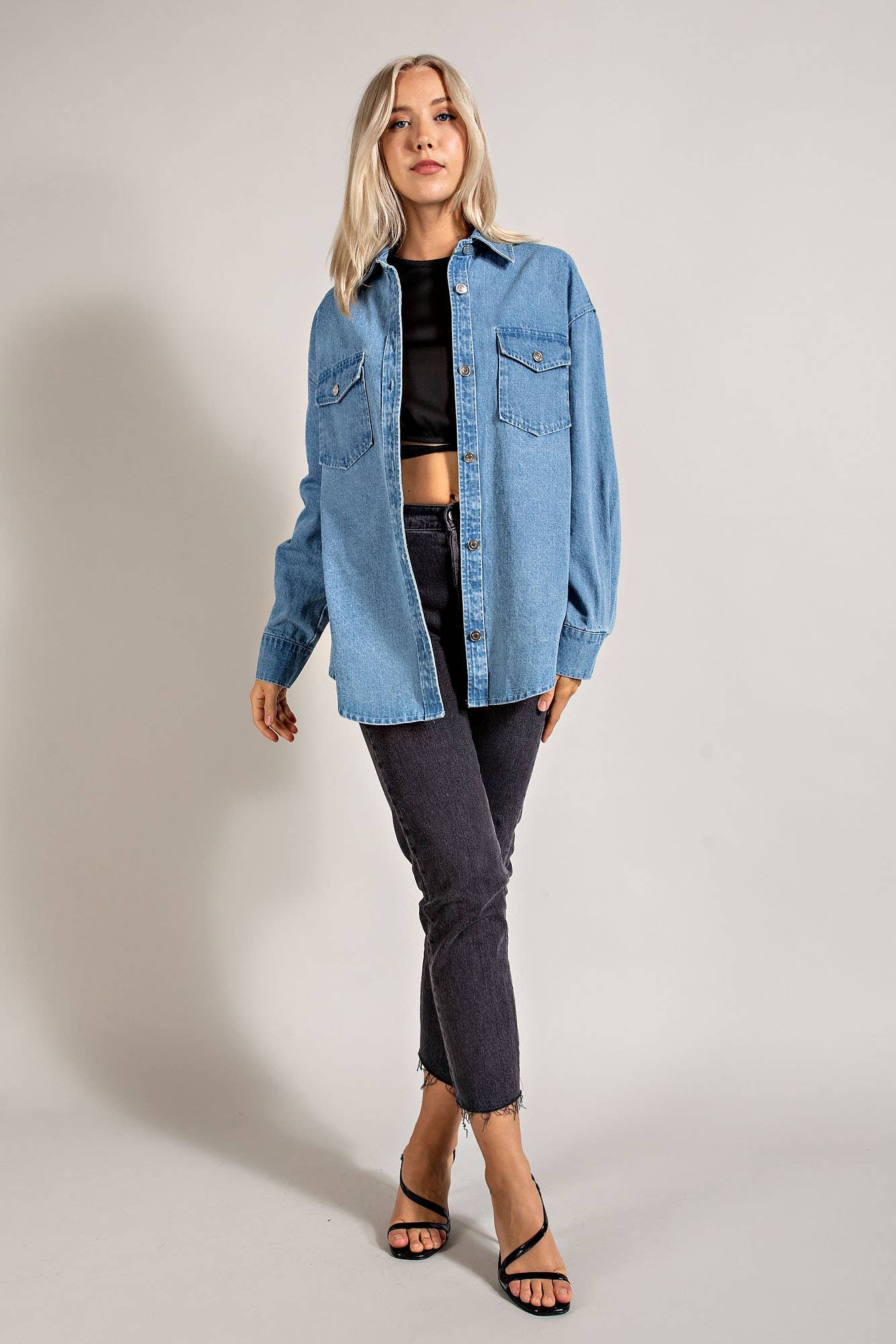 Sana DENIM BUTTON DOWN SHACKET