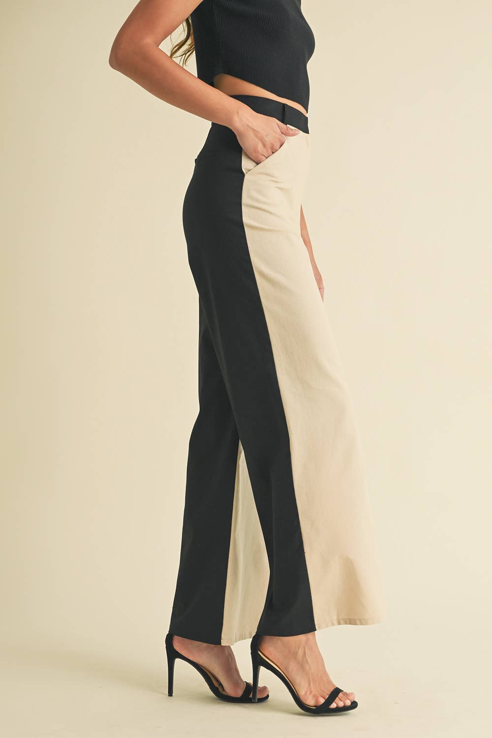 Valentina Linen Color Block Trouser