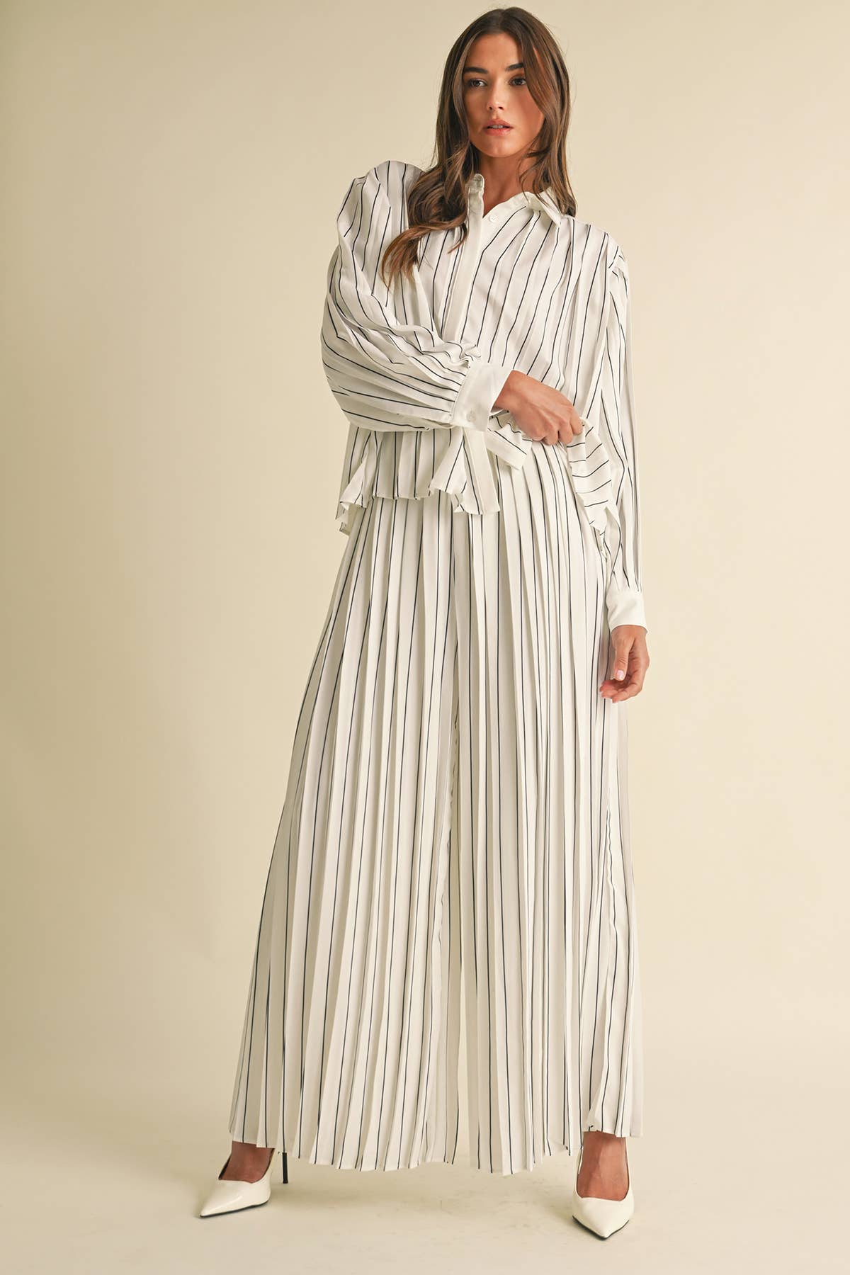 Imara Pleated Stripe Shirt