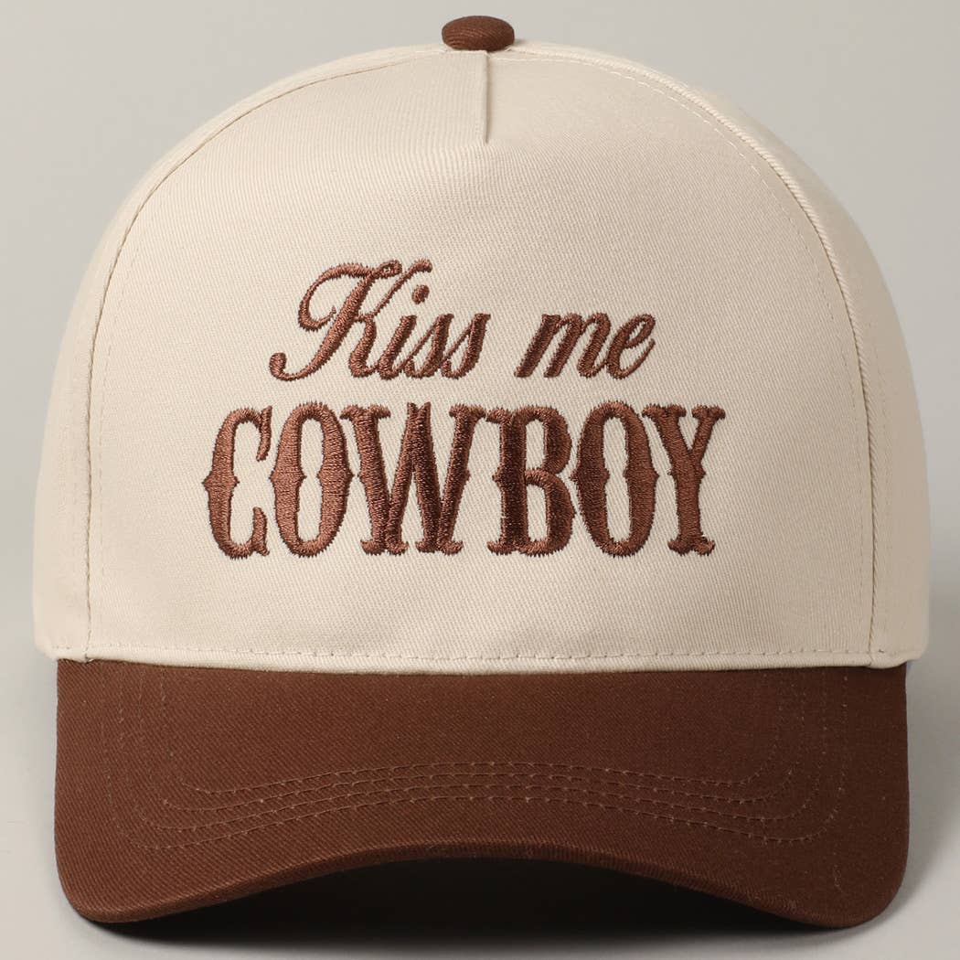 Kiss Me Cowboy Embroidery Two-Tone Cap