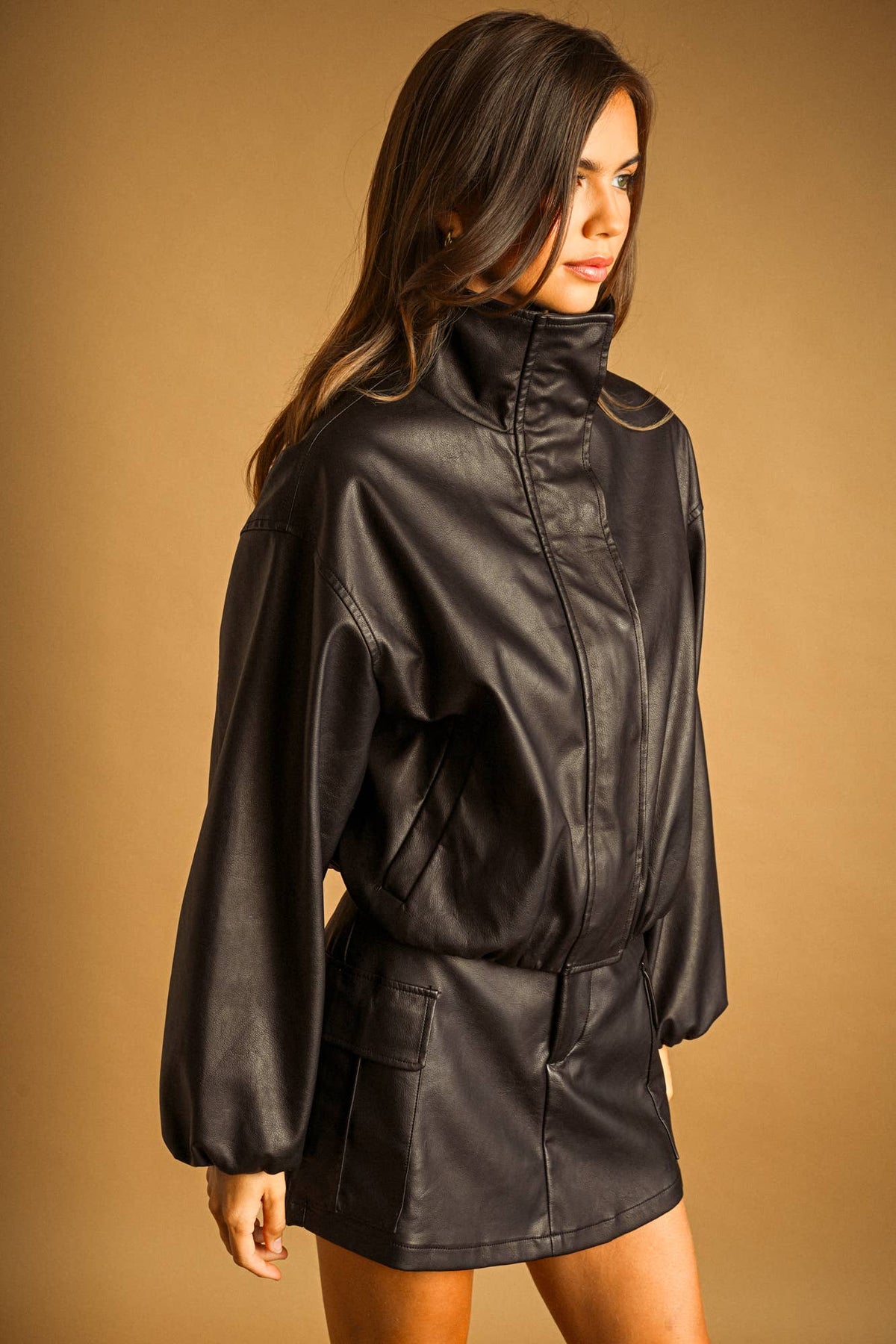 Becca FAUX LEATHER BALLON JACKET