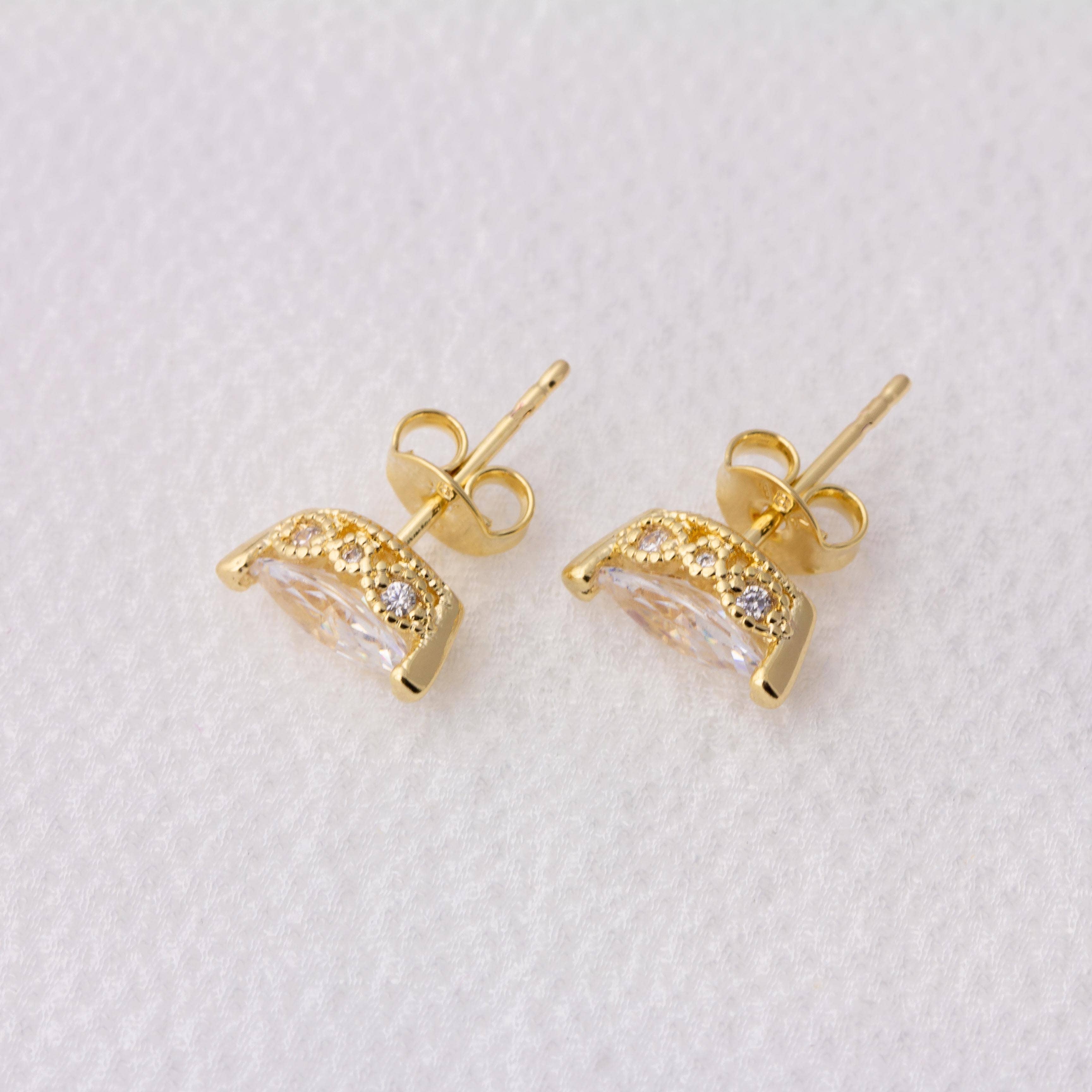 18k Gold Filled Vintage Marquise Stackable Earrings