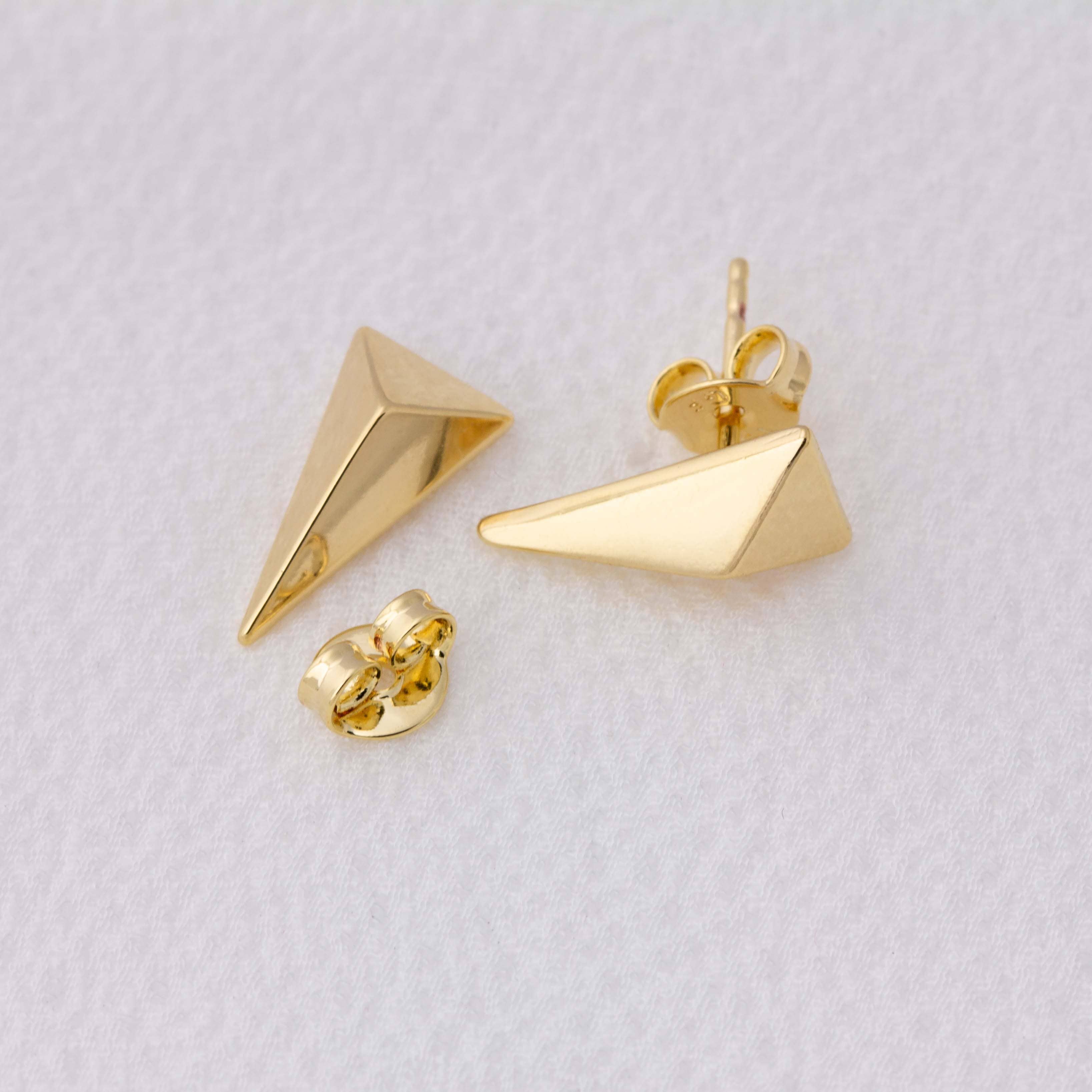 18k Gold Filled Elongated Faceted Triangle Earrings