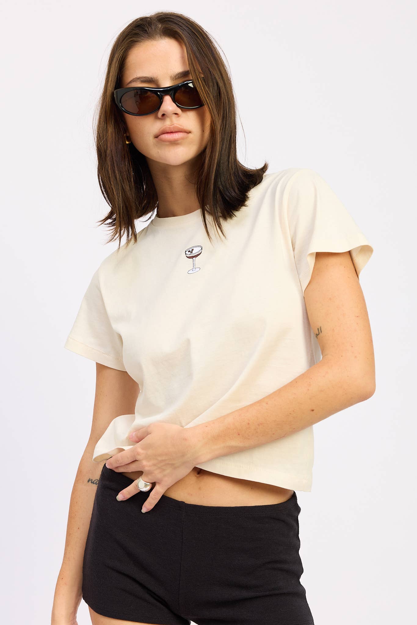 EXPRESSO MARTINI EMBROIDERED BABY TEE