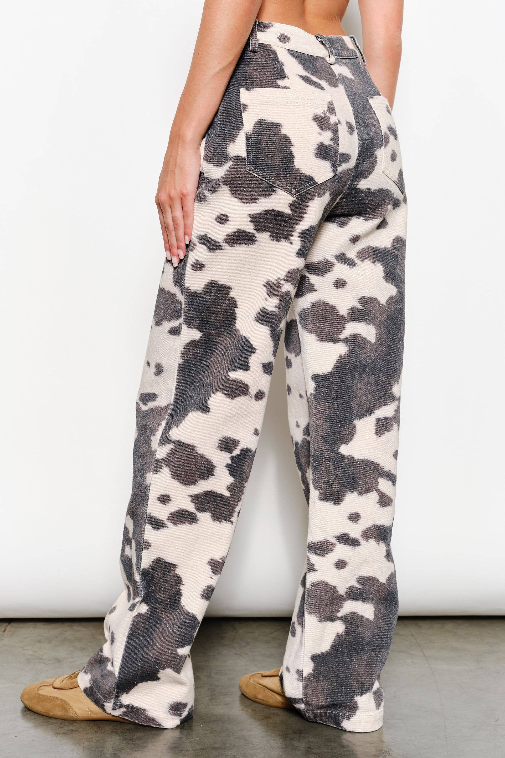 ANNIE COW PRINT TWILL PANTS