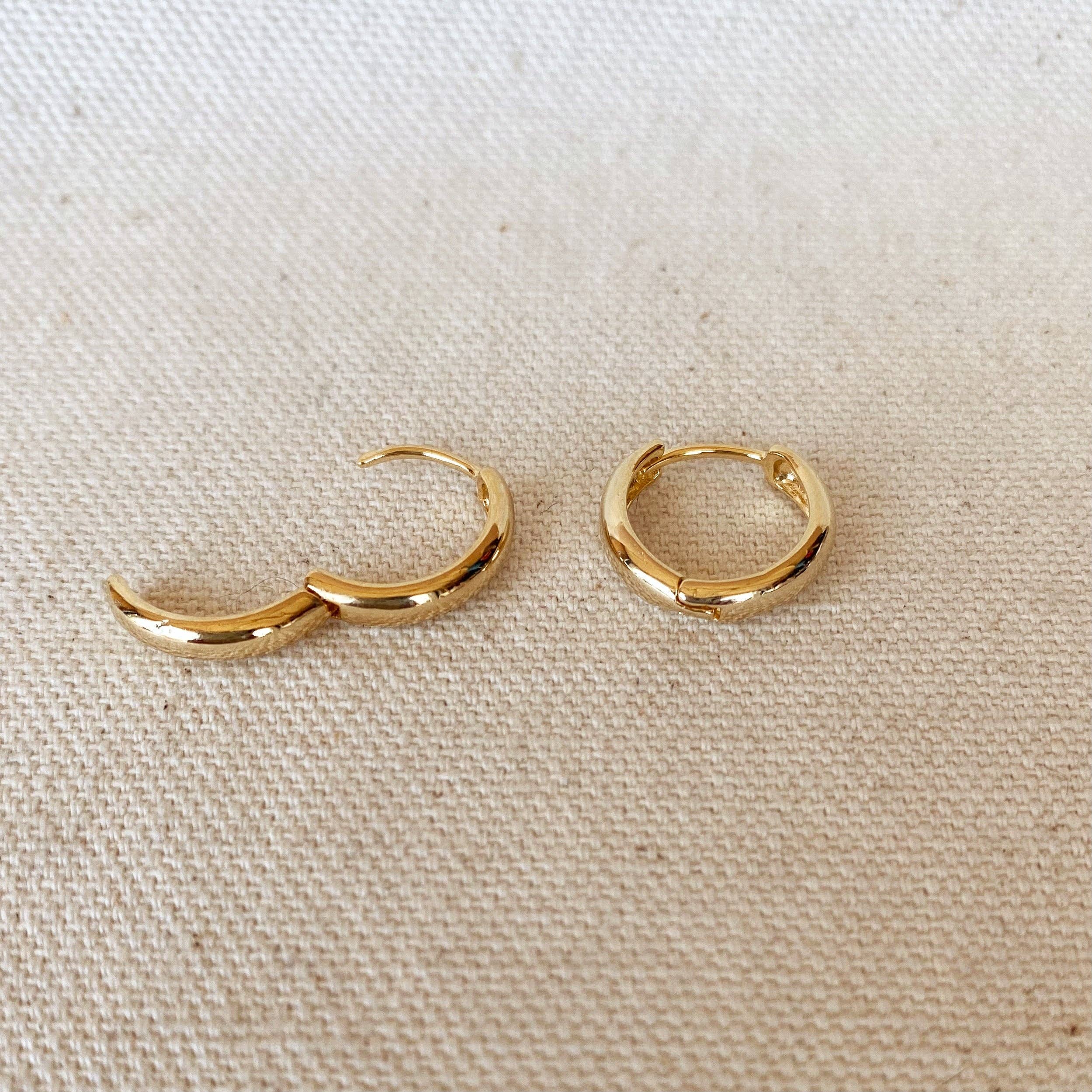 18k Gold Filled Plain Clicker Hoop Earrings