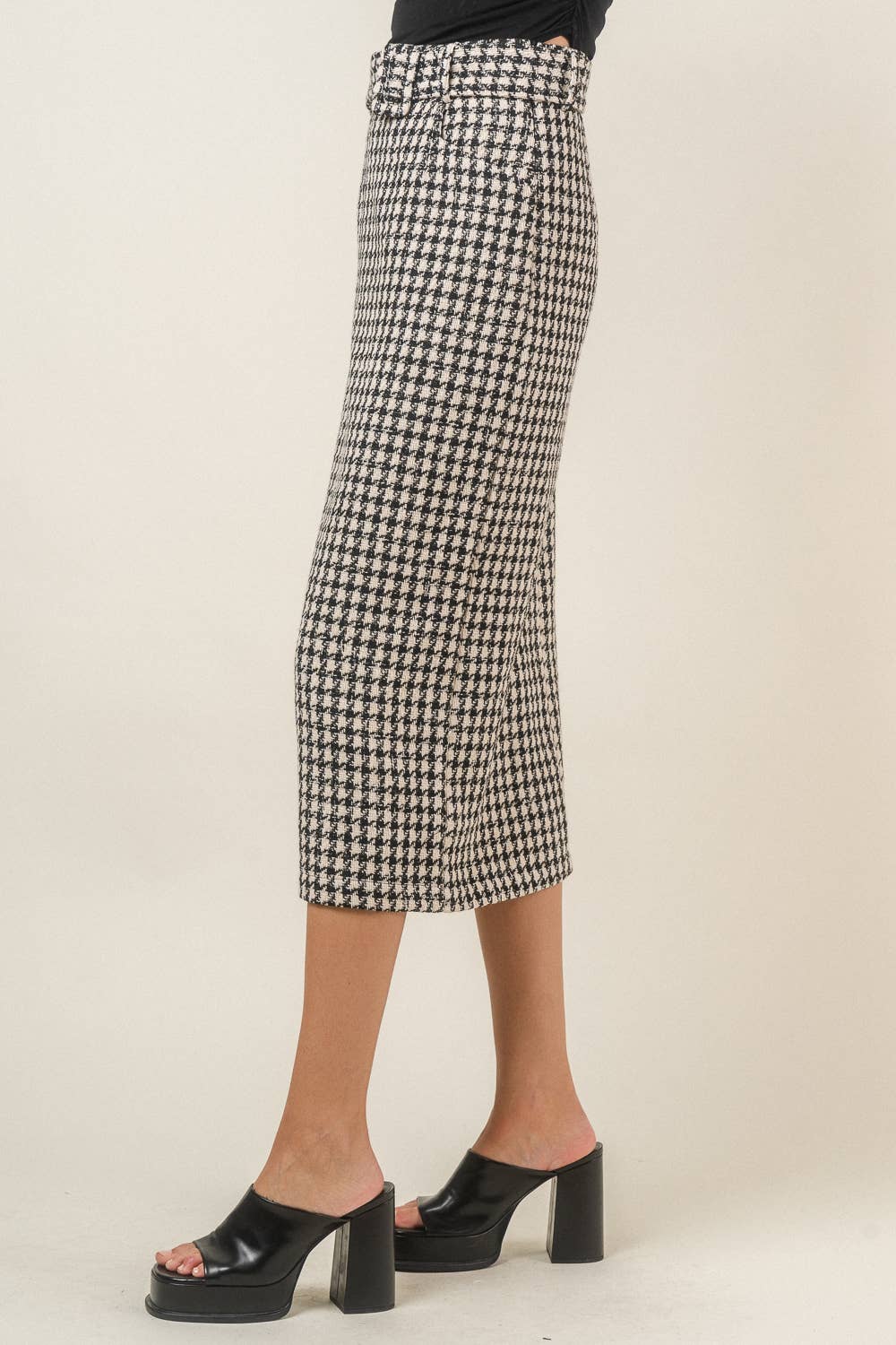 Nairne HOUNDSTOOTH BELTED MAXI SKIRT