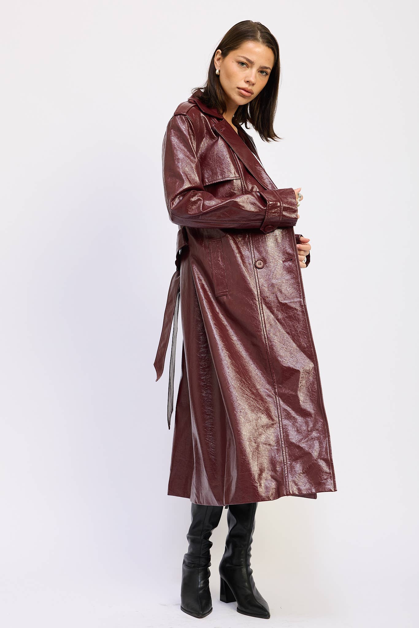 Neo FAUX LEATHER TRENCH COAT