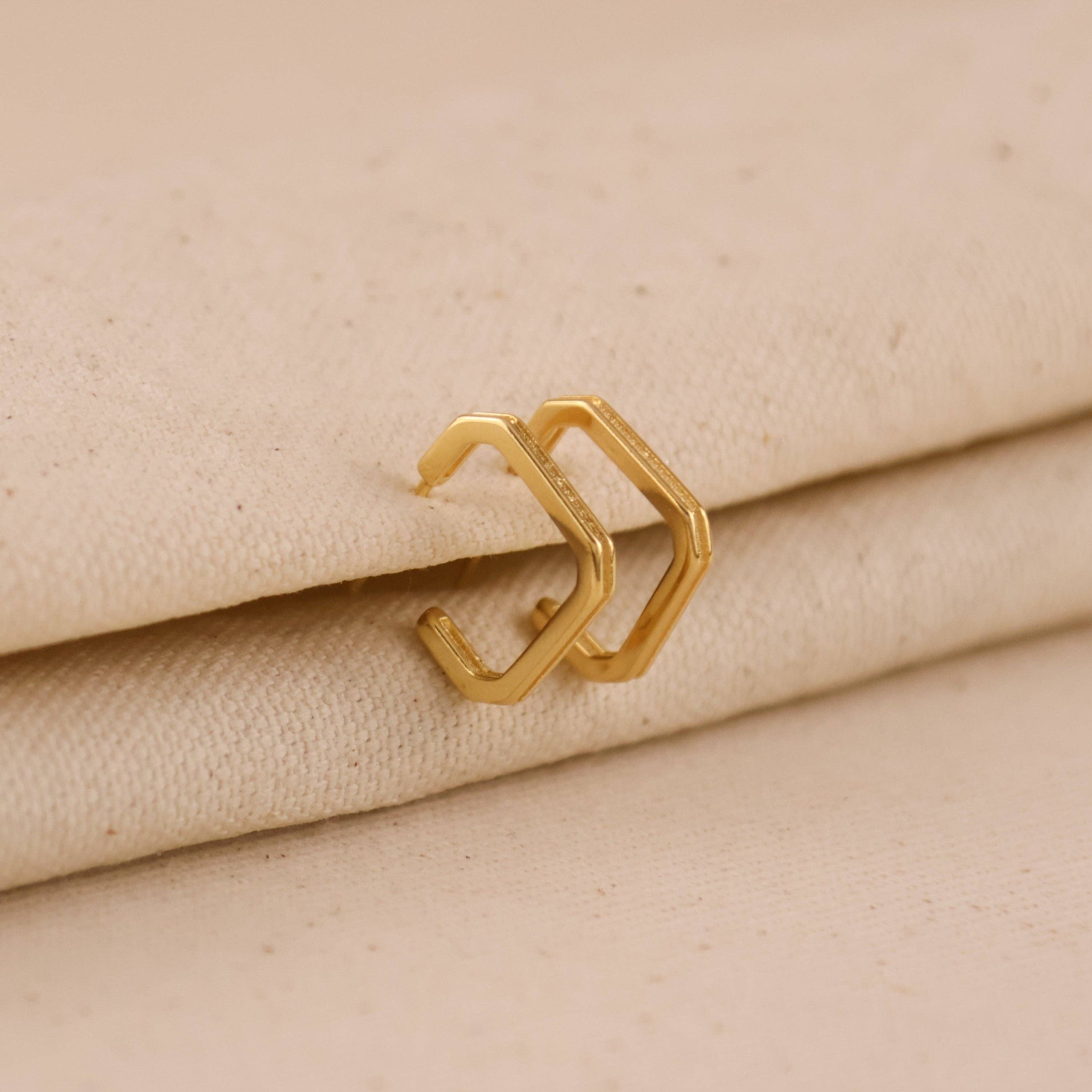 18k Gold Filled Square C-Hoop Earrings