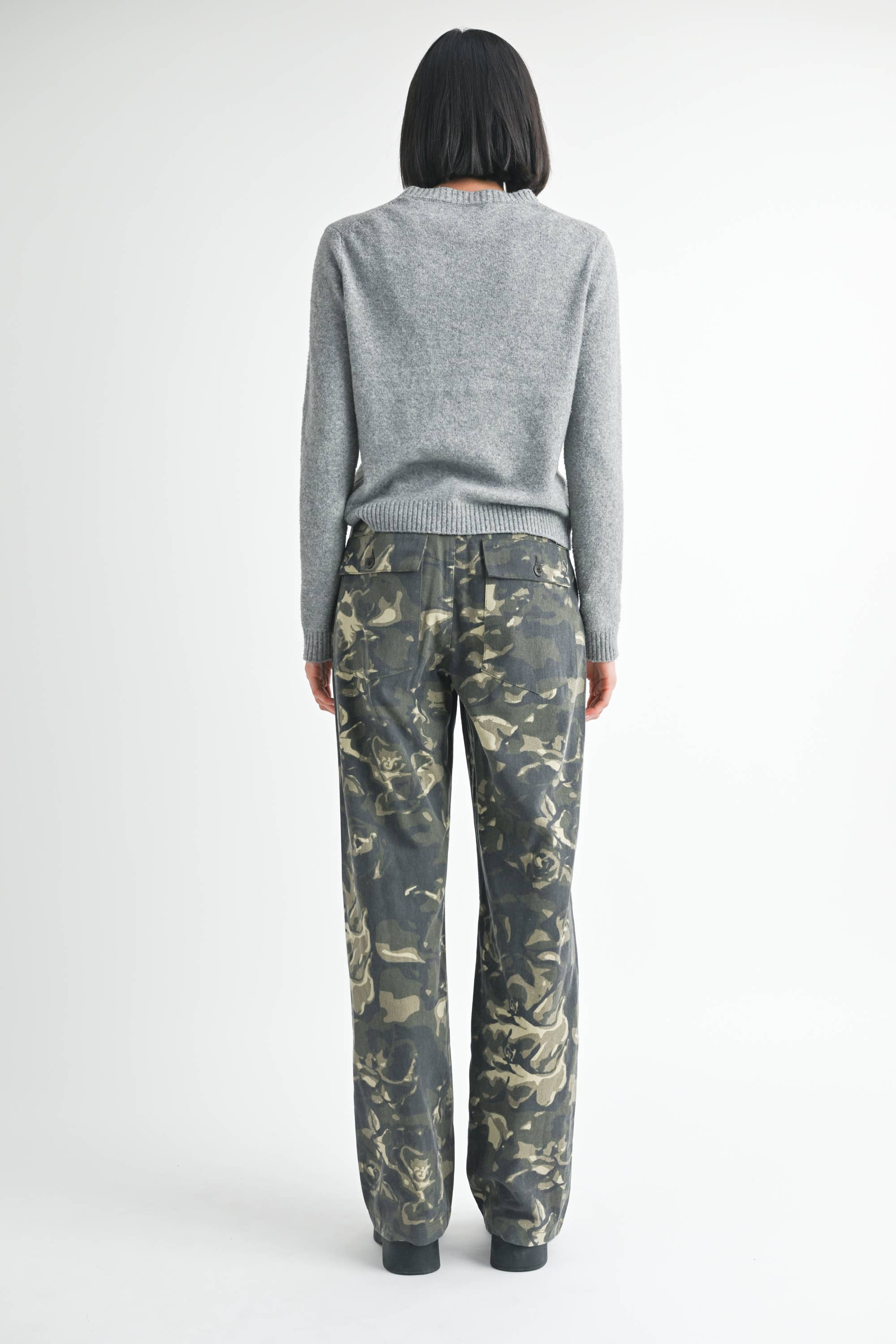 Vintage camo STRAIGHT LEG PANTS WITH POCKETS