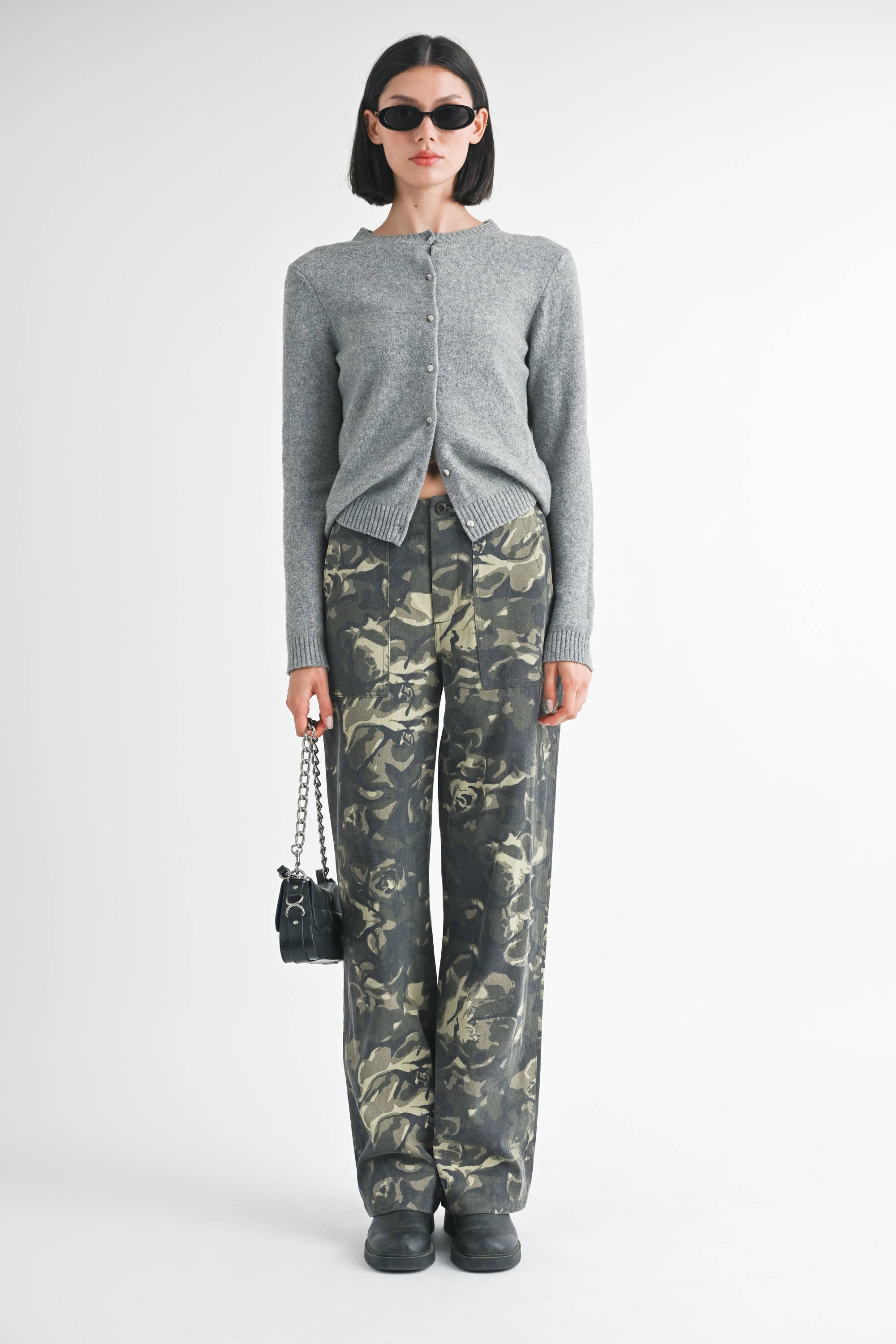 Vintage camo STRAIGHT LEG PANTS WITH POCKETS
