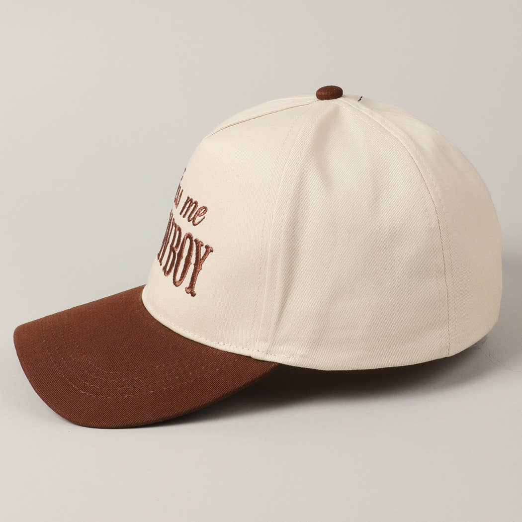 Kiss Me Cowboy Embroidery Two-Tone Cap