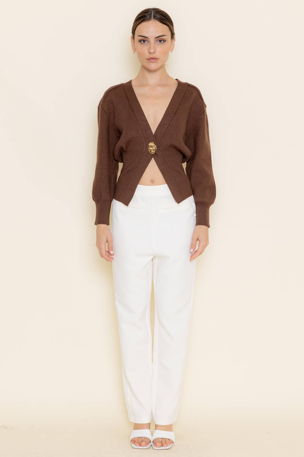 Nerio gold button cardigan