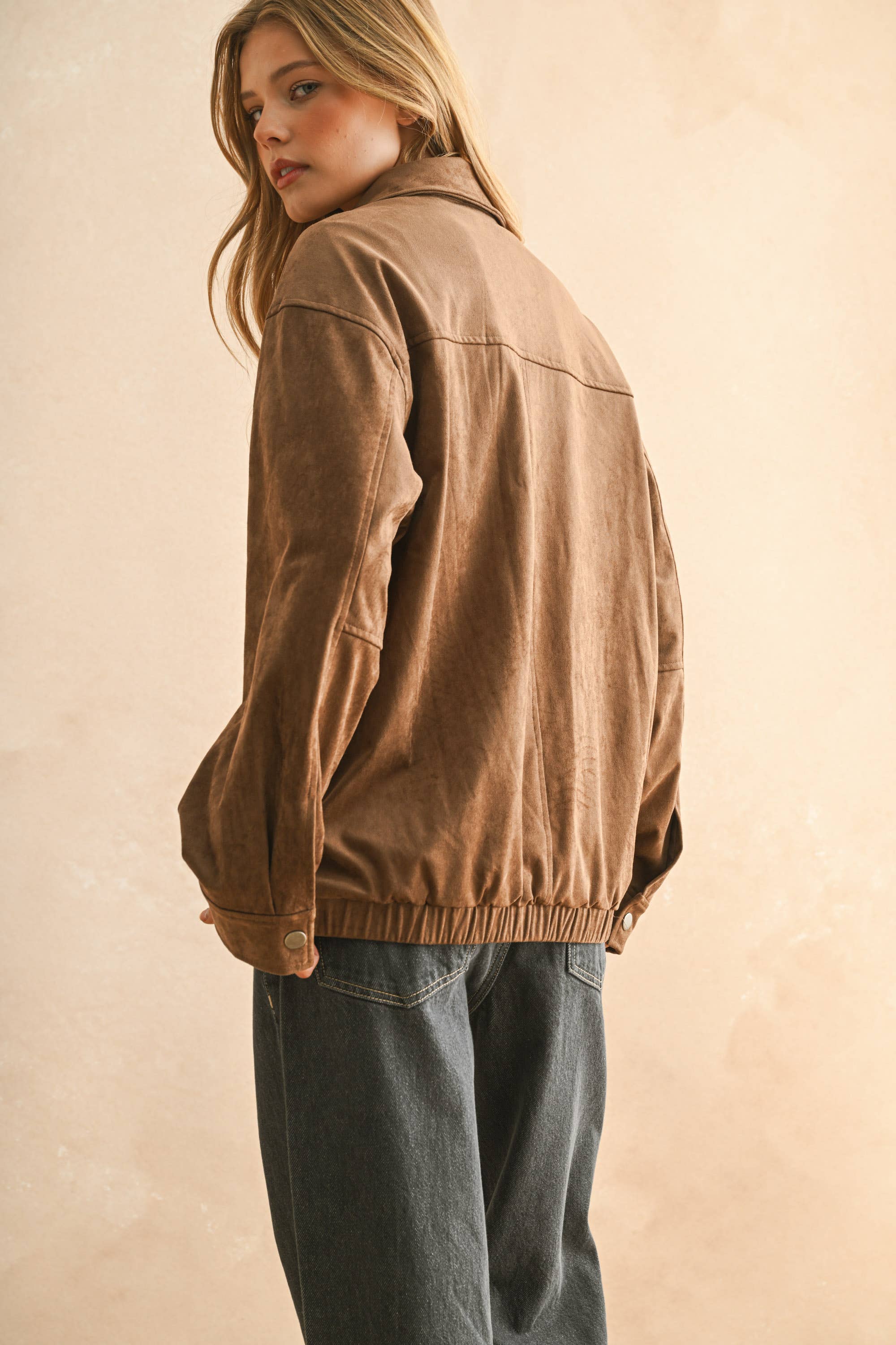 Billie SUEDE OVERSIZED BOMBER JAKCET