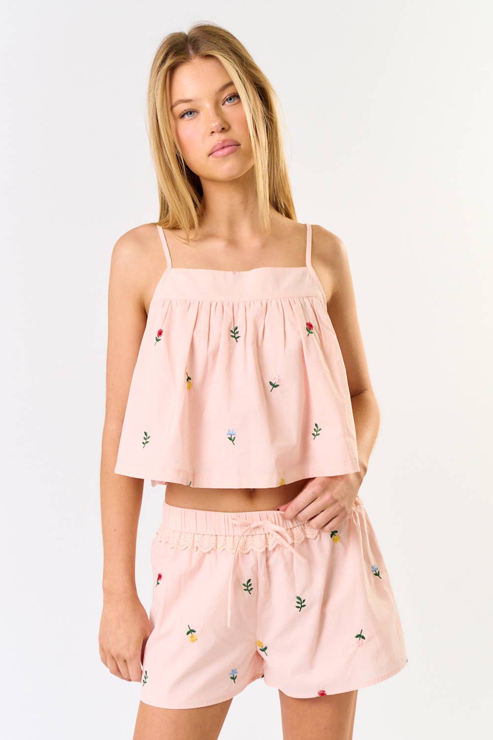 FLORAL EMBROIDERY CAMI TOP