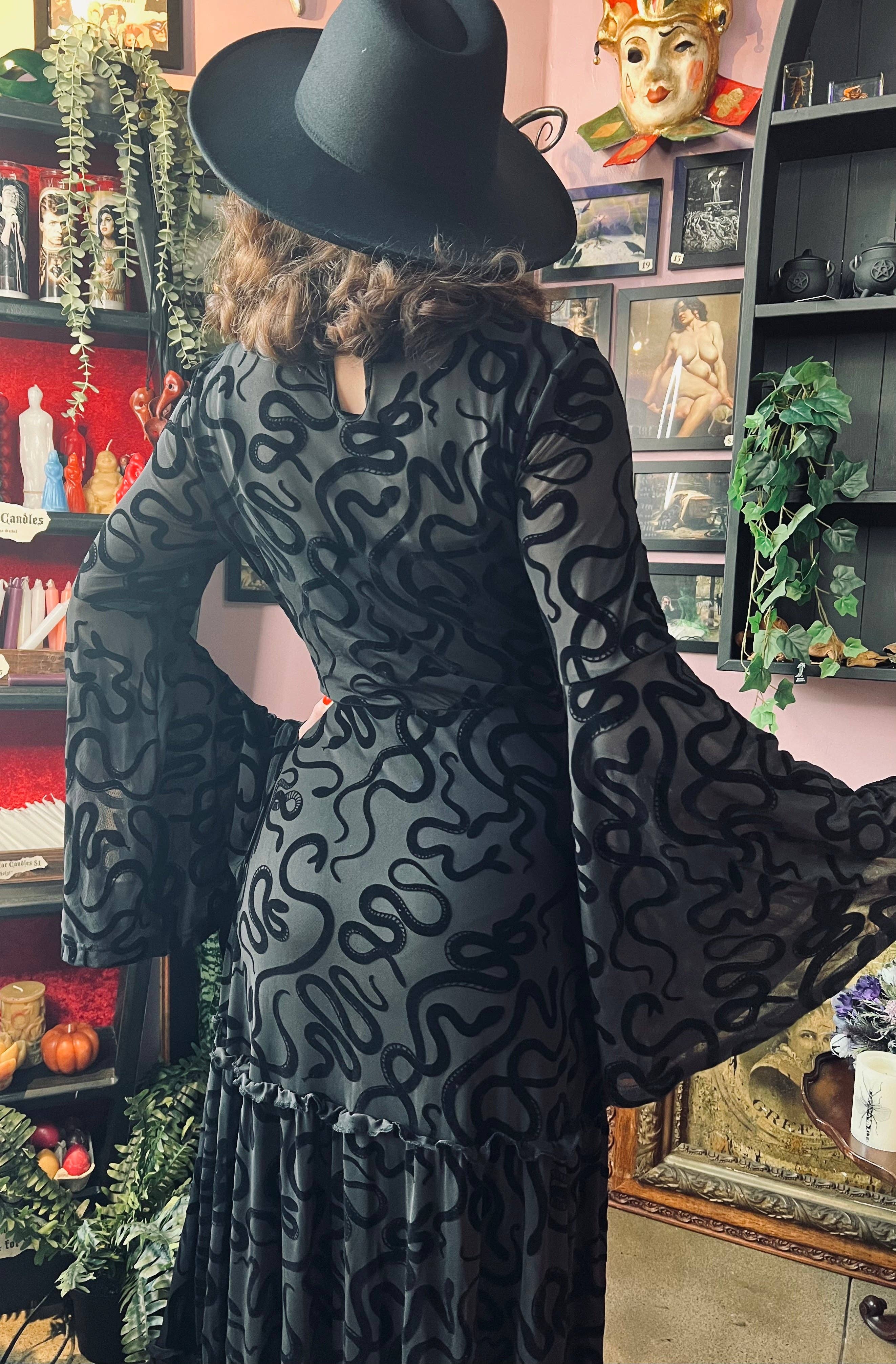 Sloane - Velvet Flocked Snake Maxi Dress