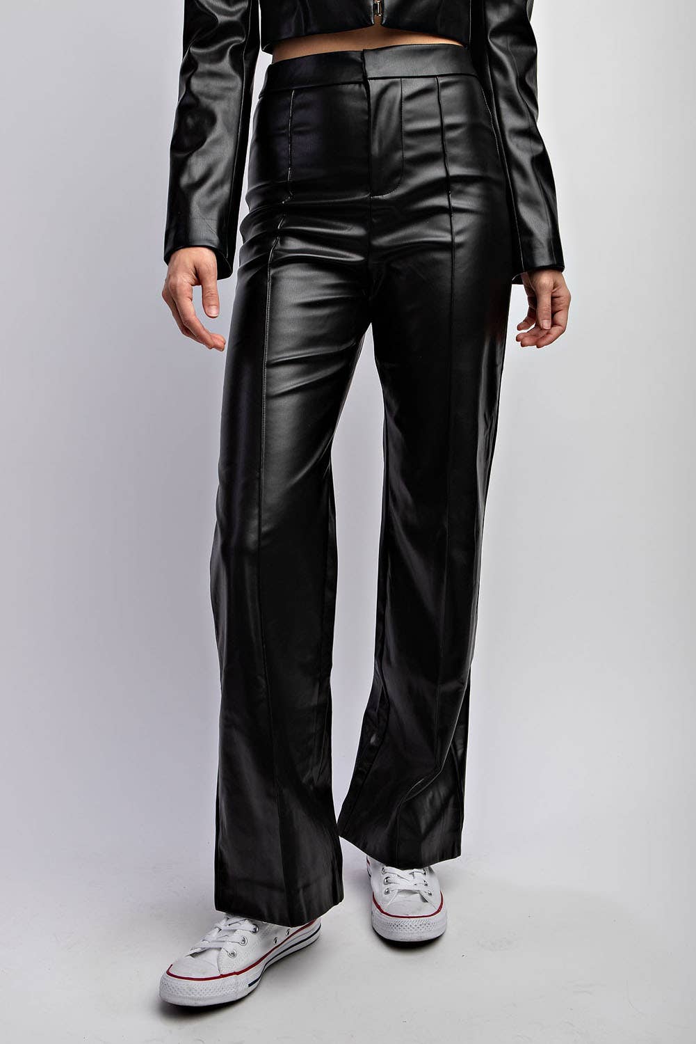 Banks Faux Leather Bell Bottom Pants