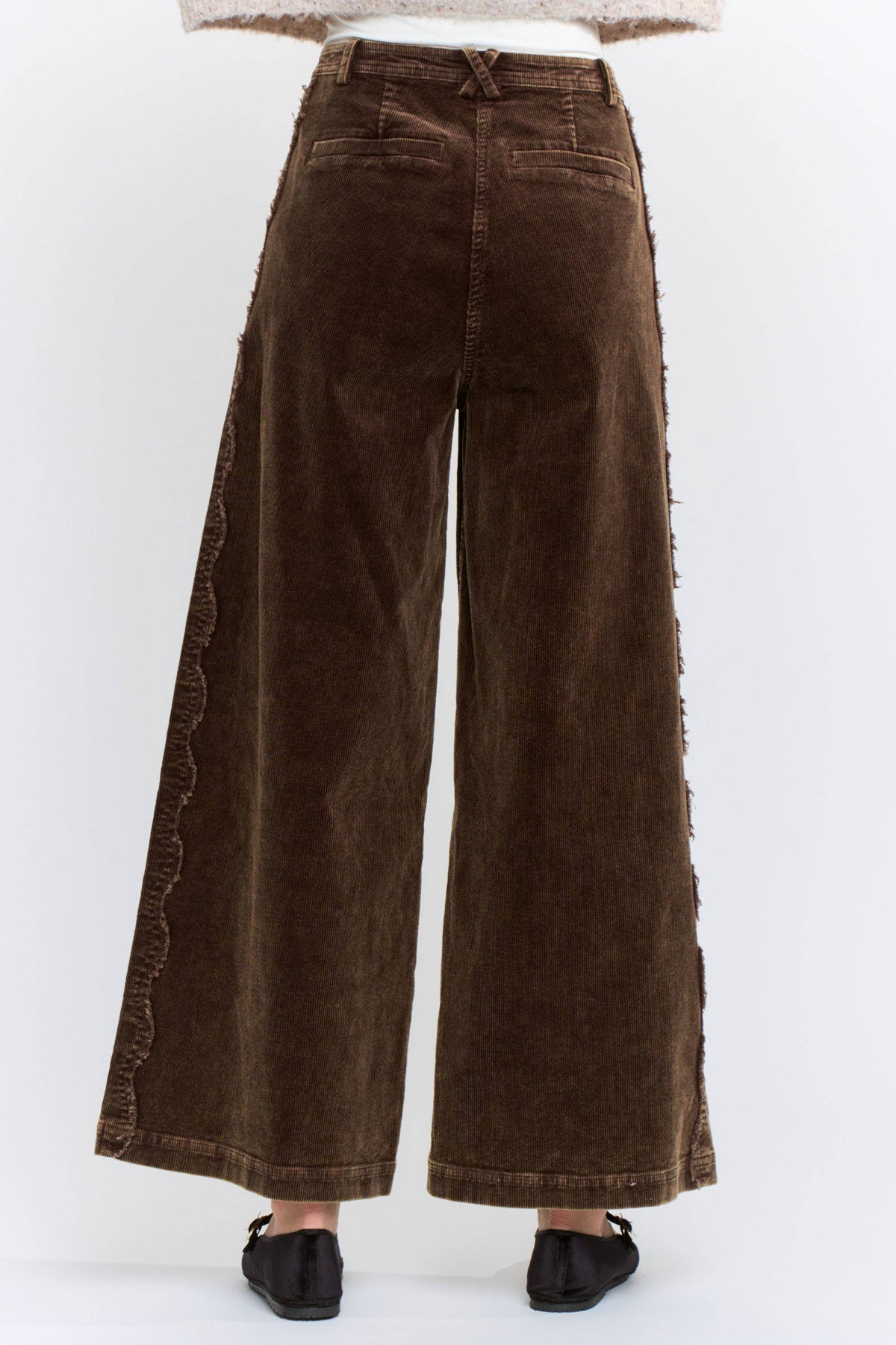 Harley Wide-Leg Corduroy High-Rise Scalloped Trousers