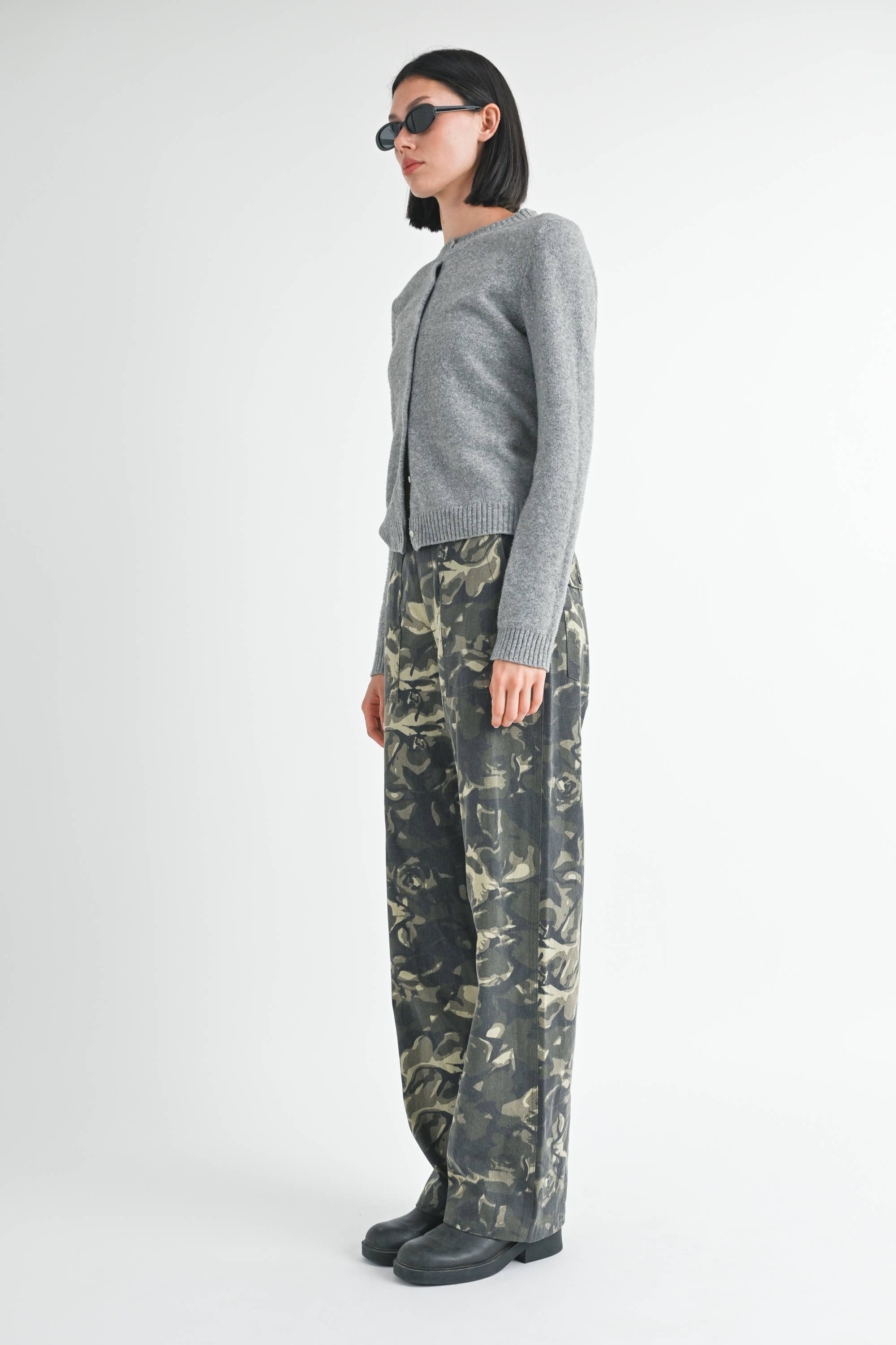 Vintage camo STRAIGHT LEG PANTS WITH POCKETS