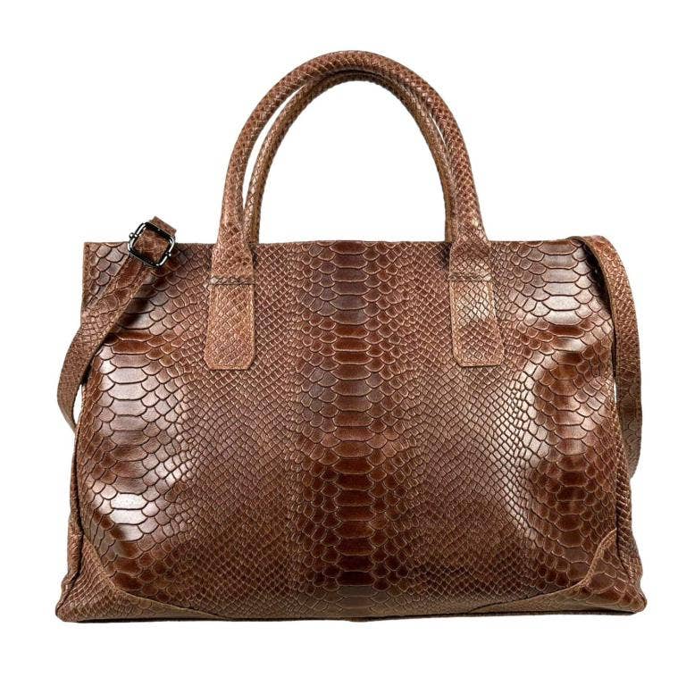 Large Leather Handbag with Snake Design Sale