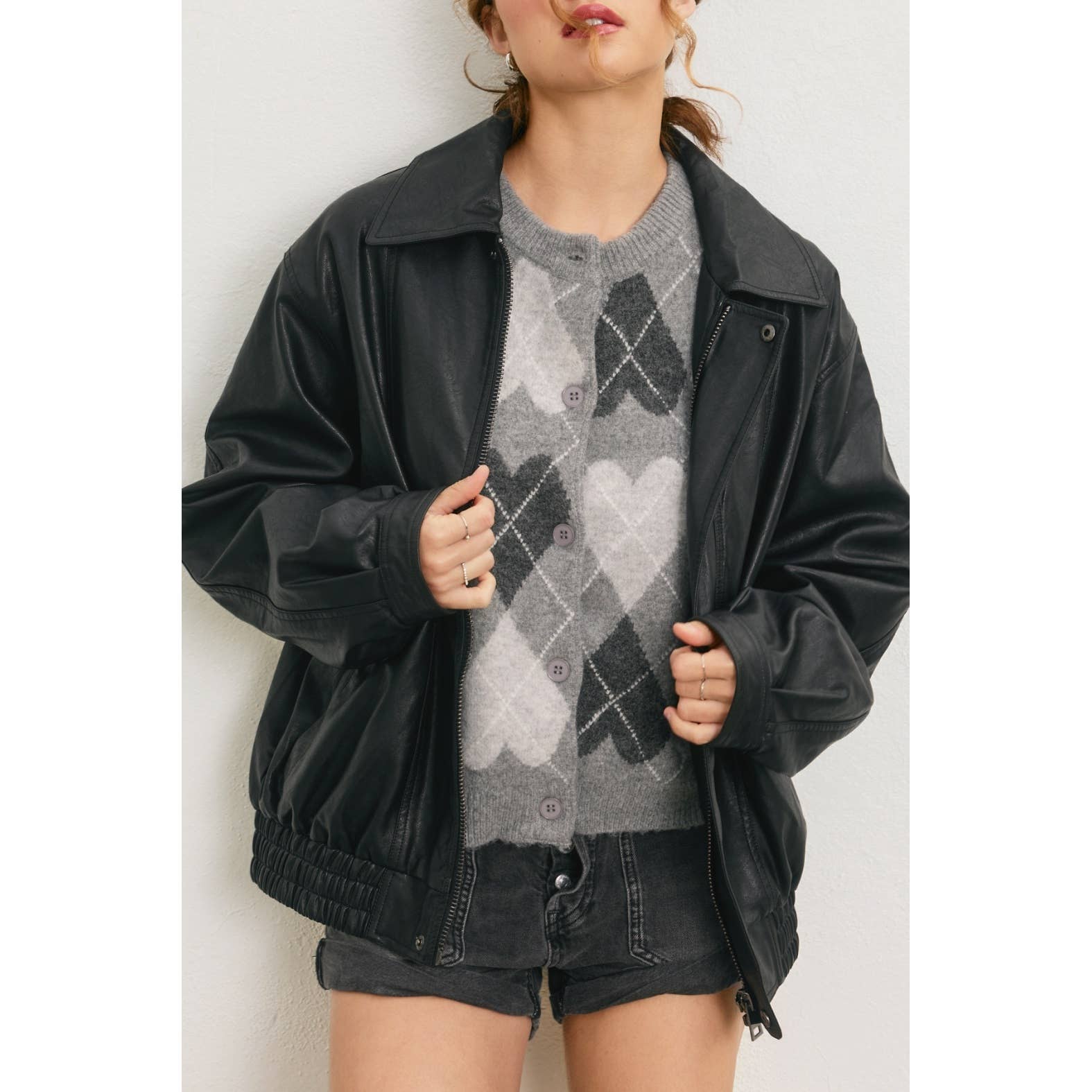 Braxton Oversized Faux Leather Biker Jacket