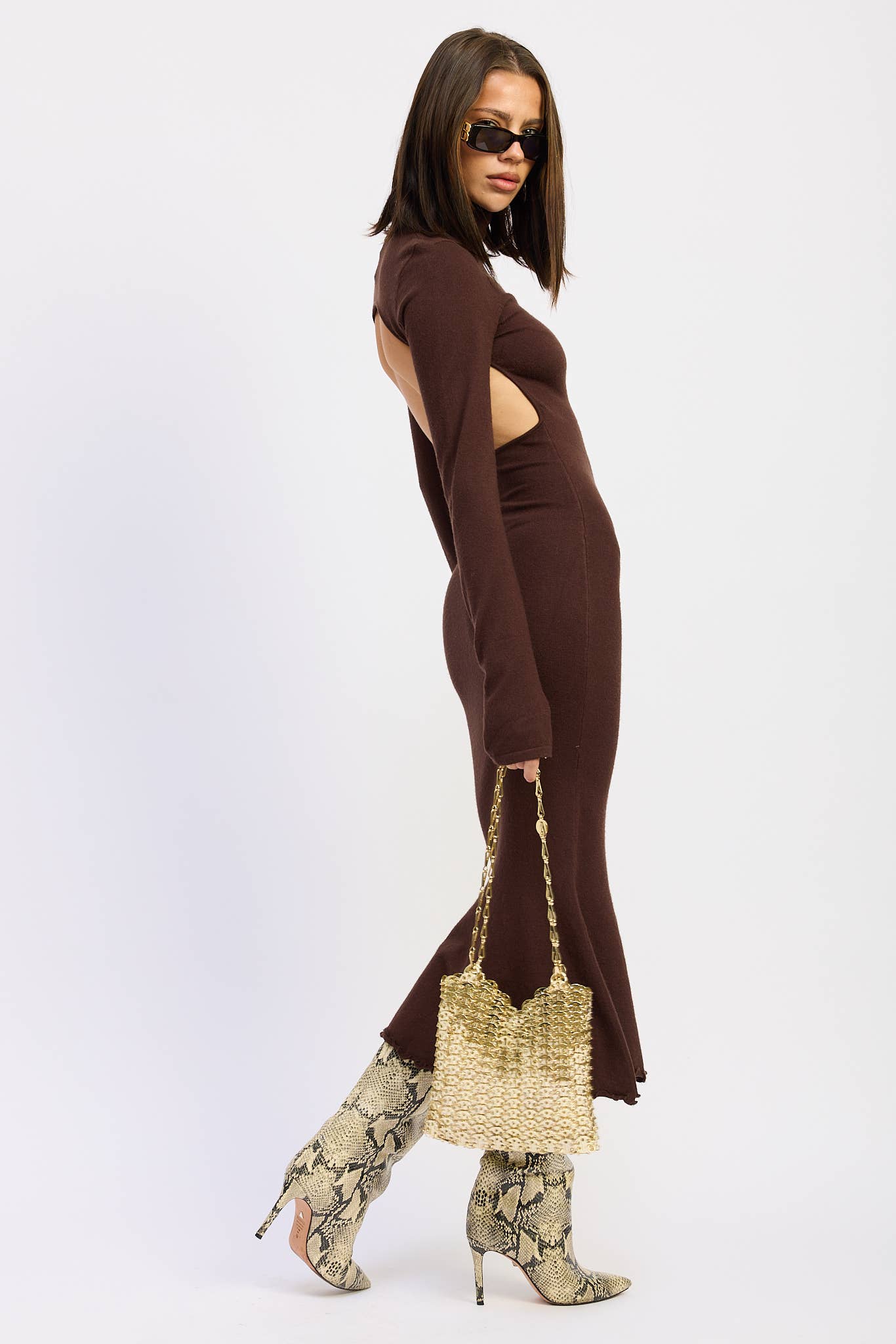 Nolan TURTLE NECK MIDI DRESS WITH BACK CUTOUT