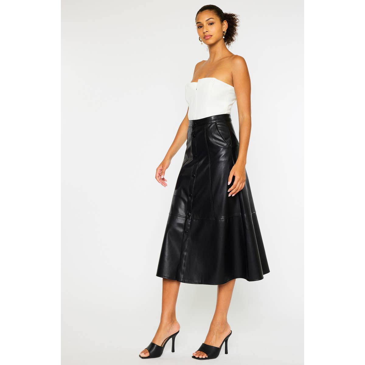 Neri HIGH RISE PU MIDI SKIRT