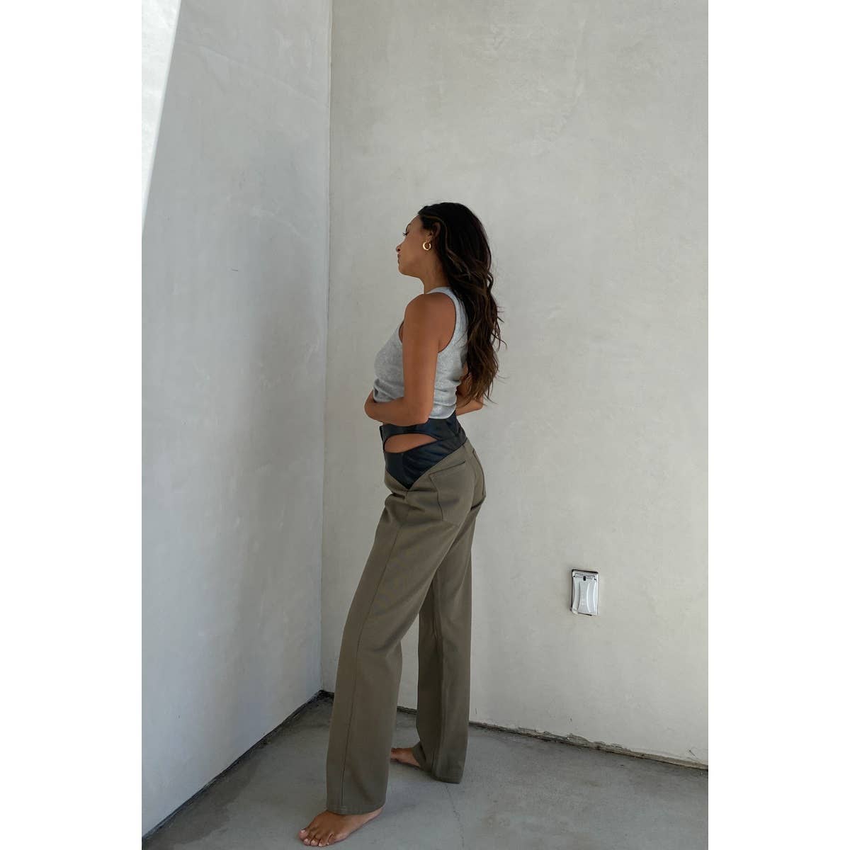 Neso PU WAIST BAND DETAILED DENIM PANTS