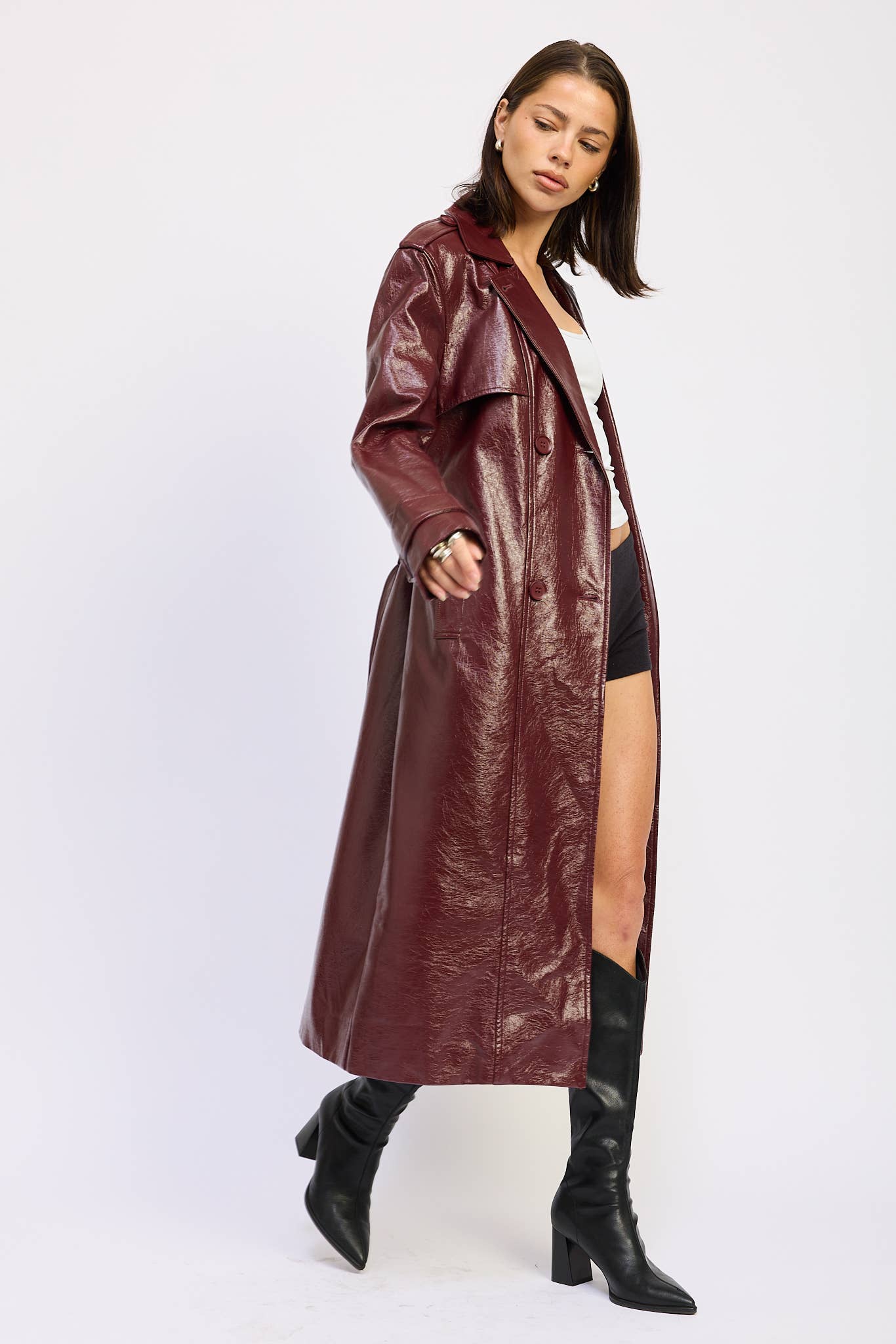 Neo FAUX LEATHER TRENCH COAT
