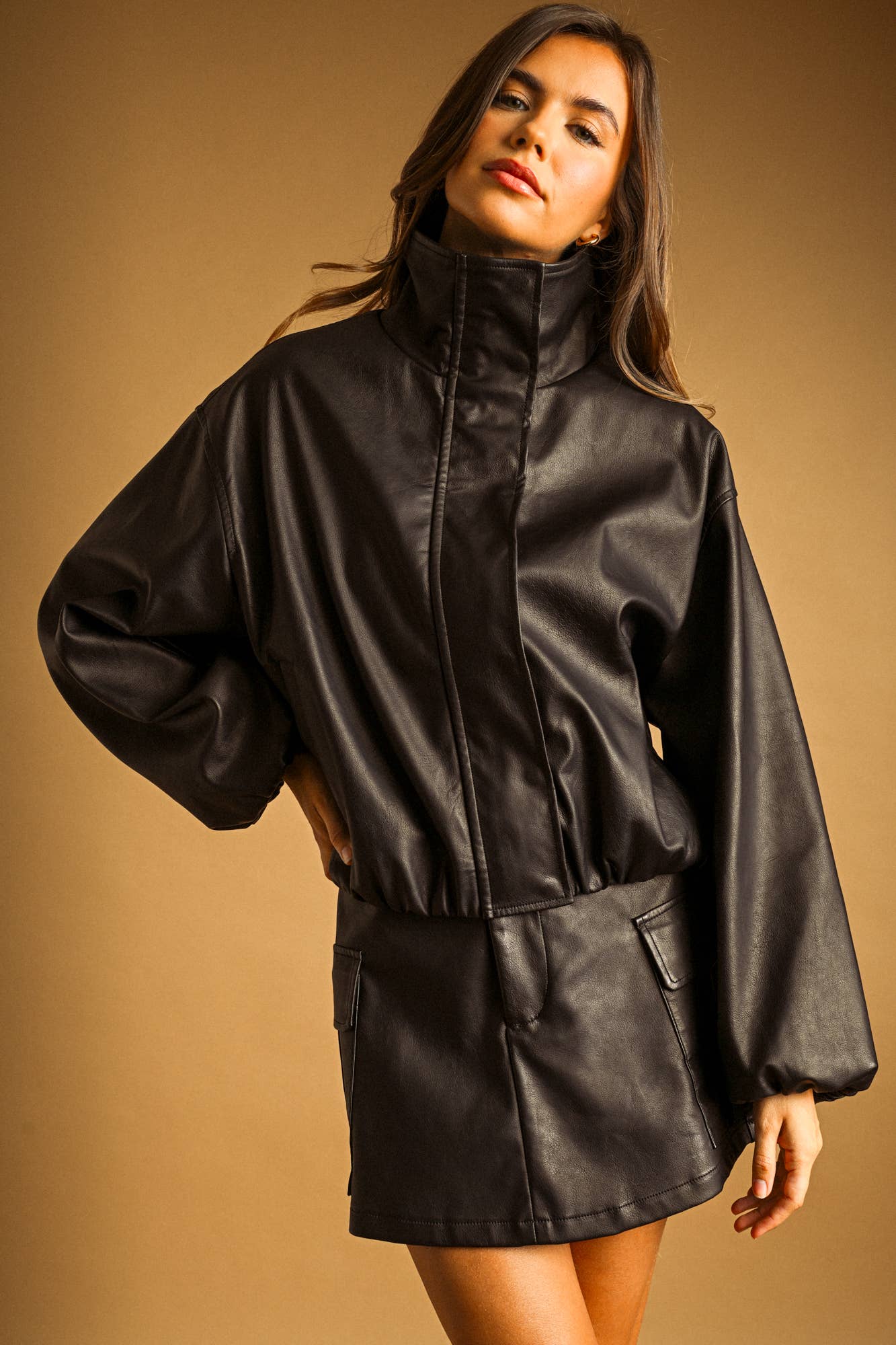 Becca FAUX LEATHER BALLON JACKET
