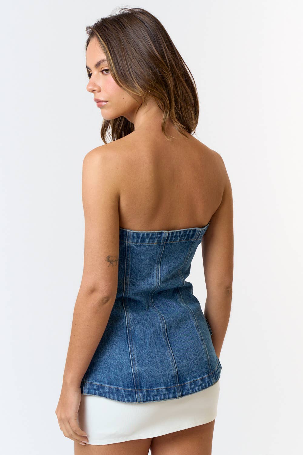 Kinsley STRETCH DENIM BUTTON DOWN TUBE TOP