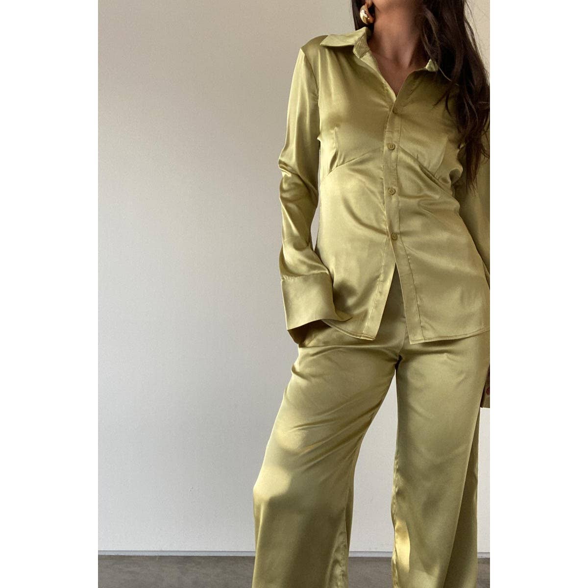 SATIN SHIRT PANTS SET