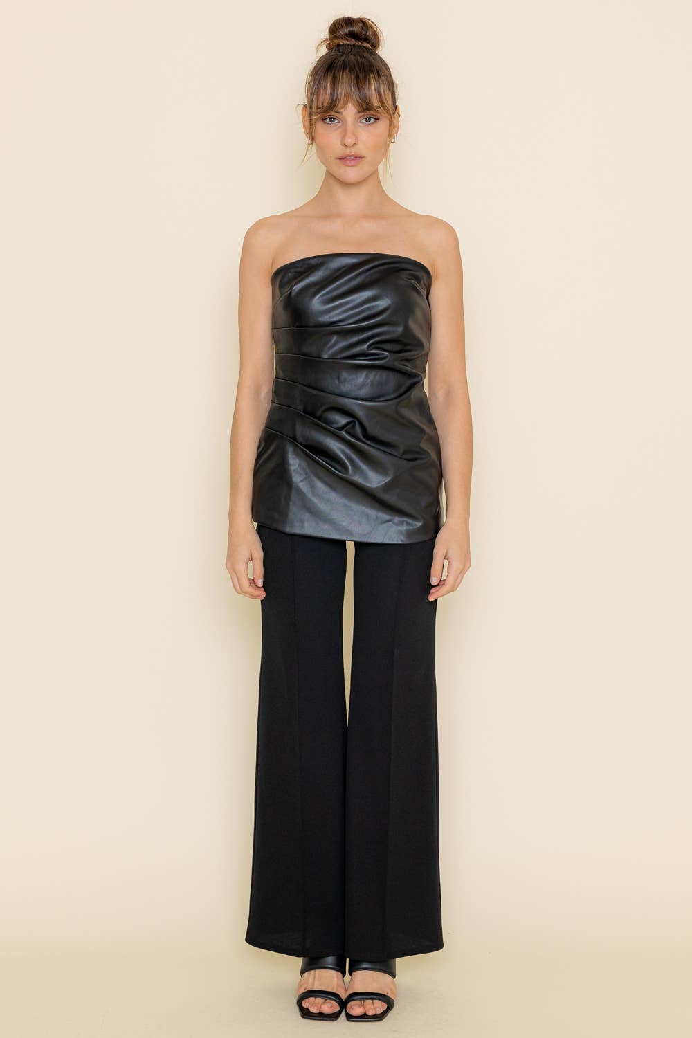 Sam GATHERED VEGAN LEATHER BANDAEU TOP