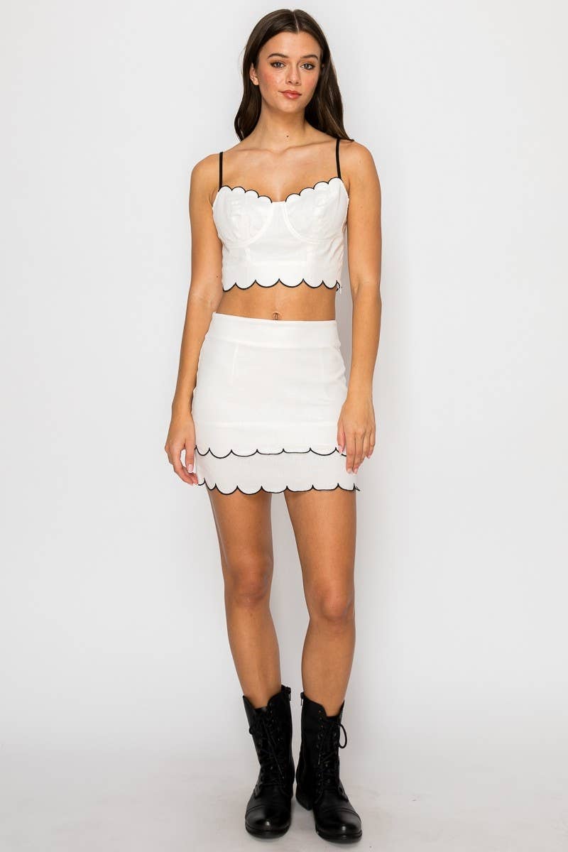 SCALLOP EDGE LINEN TOP