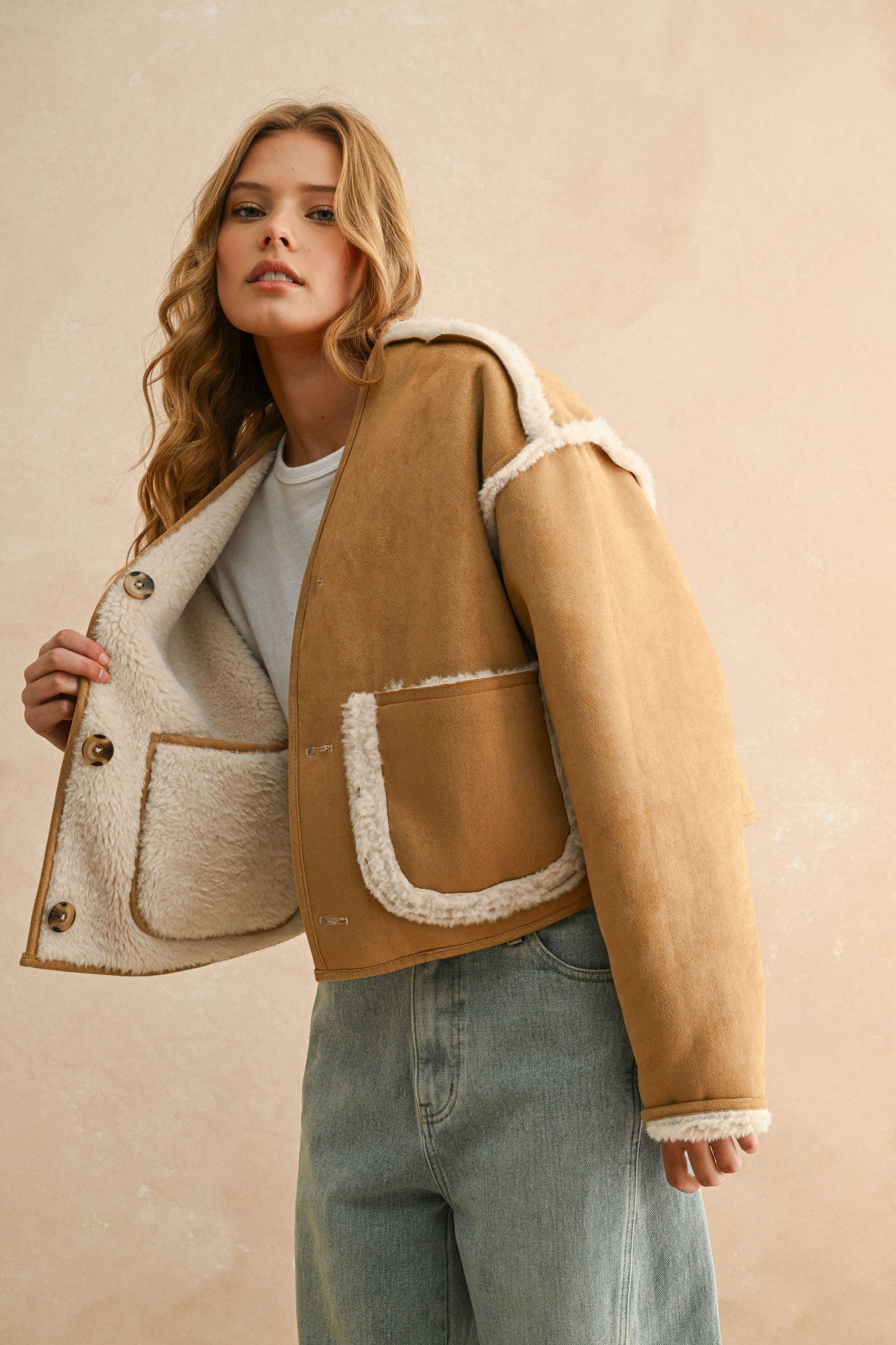 SHERPA AND SUEDE REVERSIBLE JAKCET