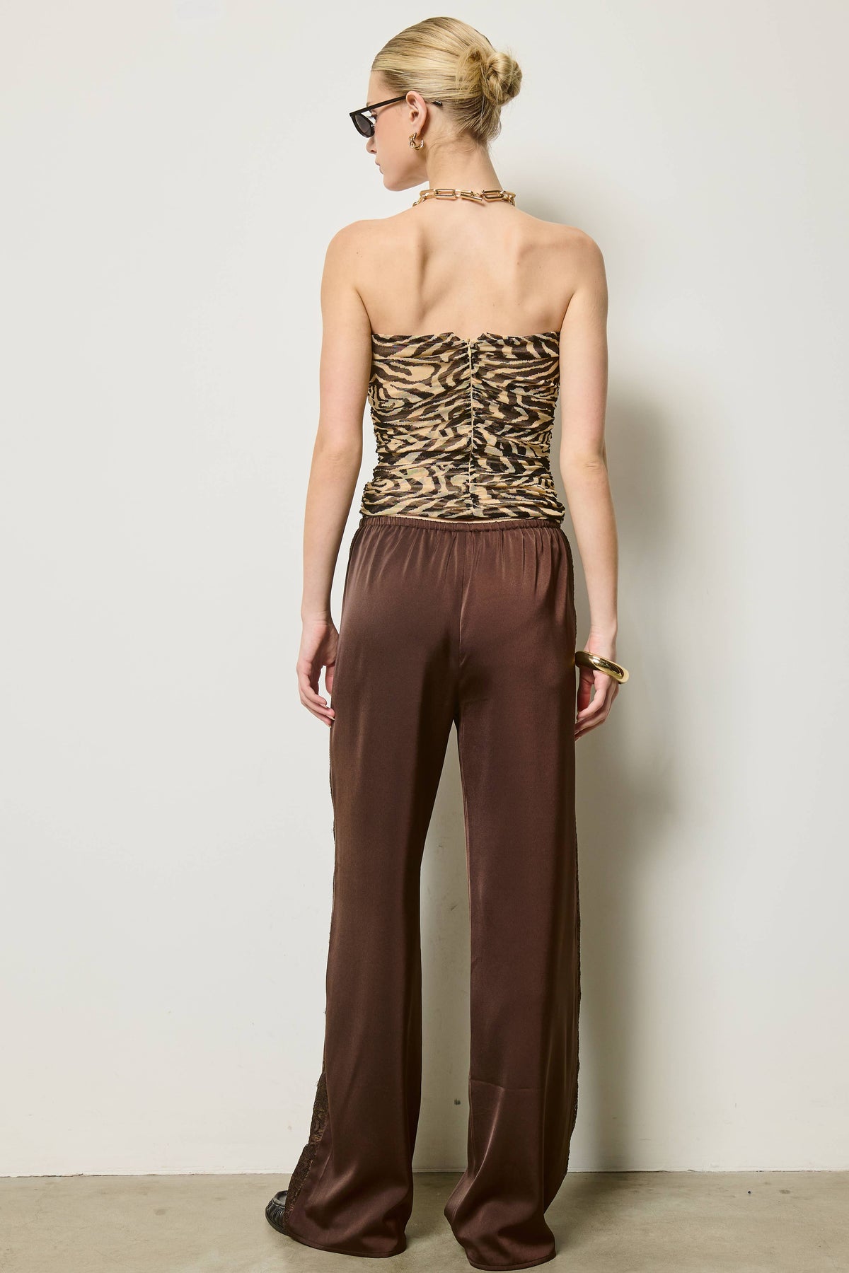 Eden Lace Side Panel Satin Wide Leg Pants
