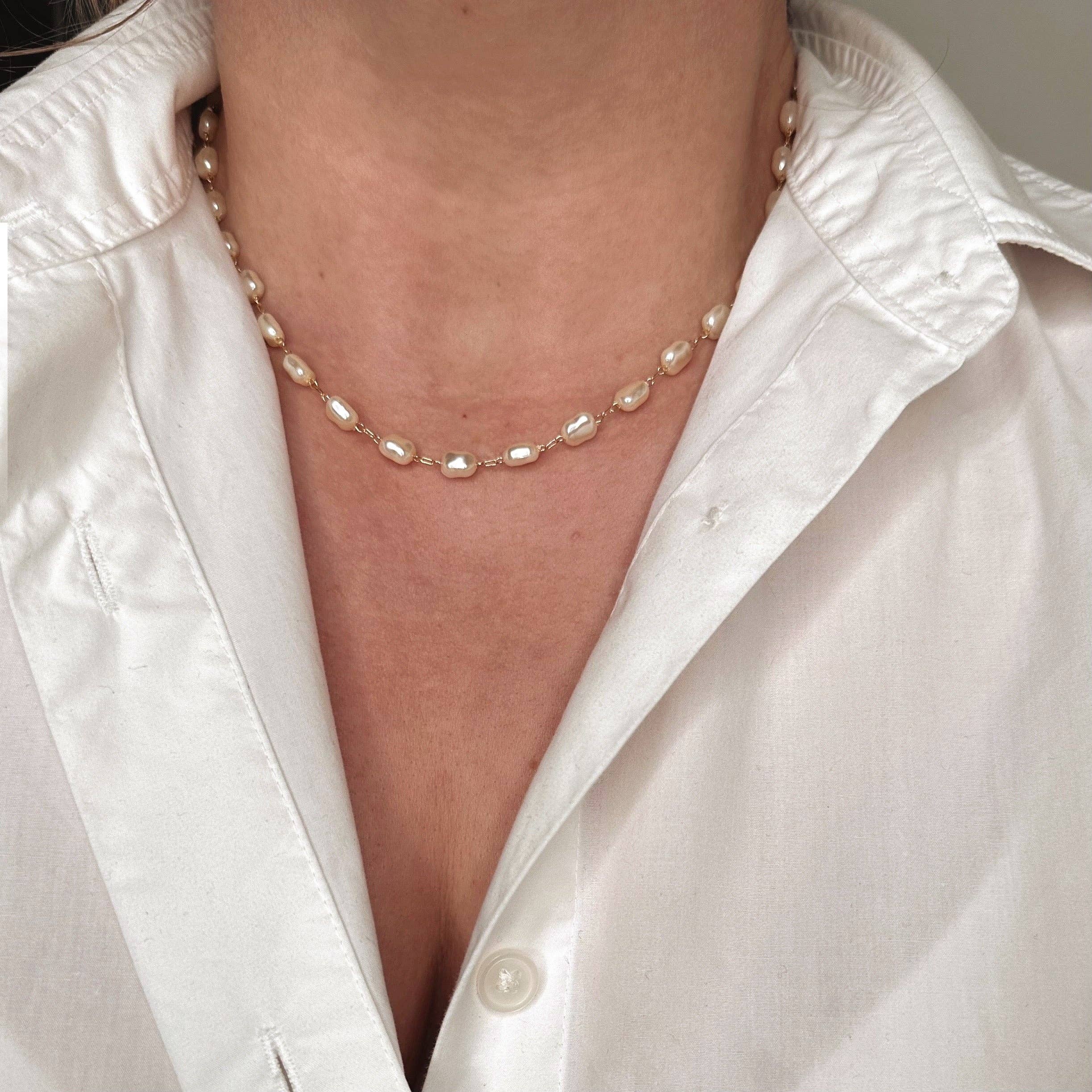 18k Gold-Filled Baroque Pearl Necklace