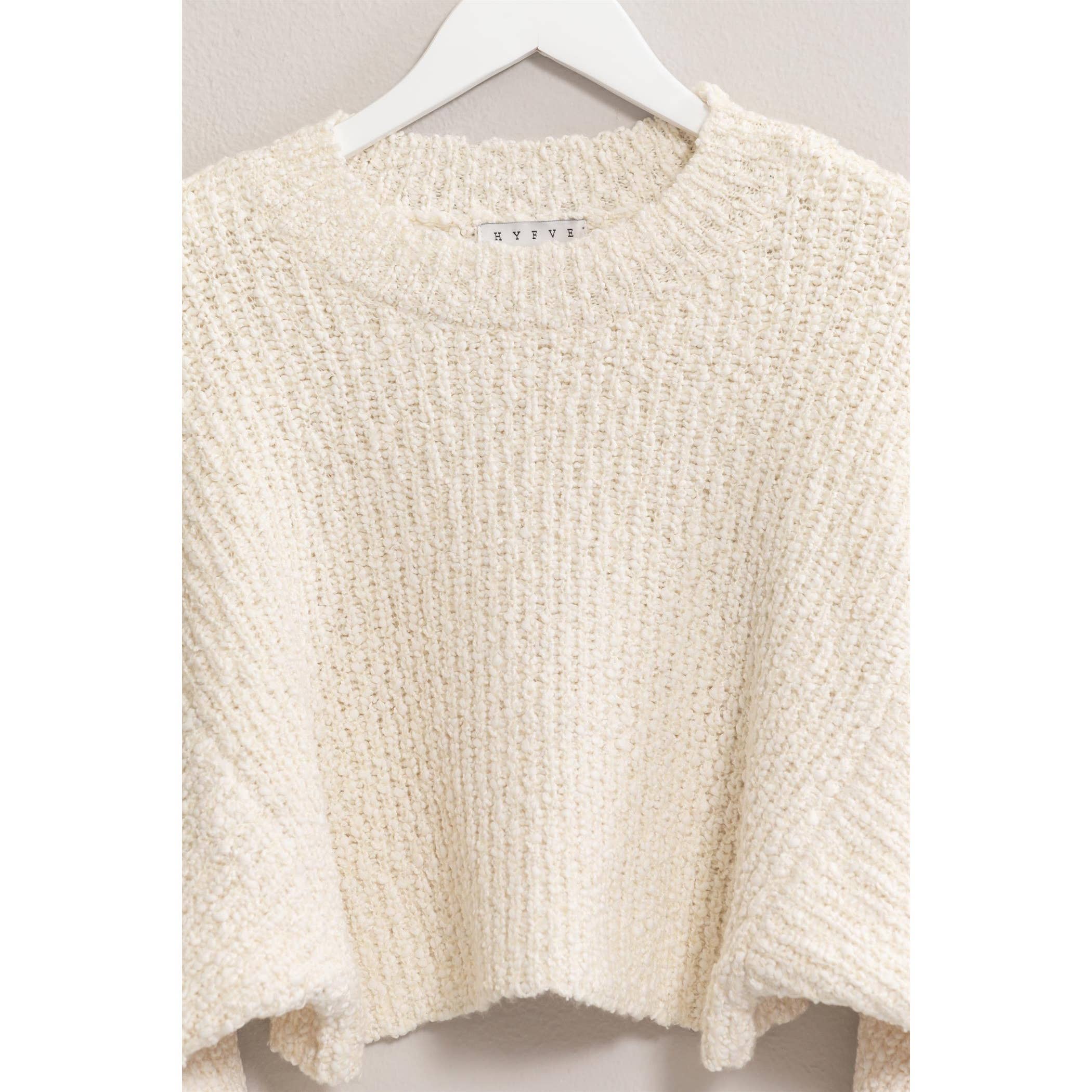 Anne Popcorn Knit Cropped Pullover