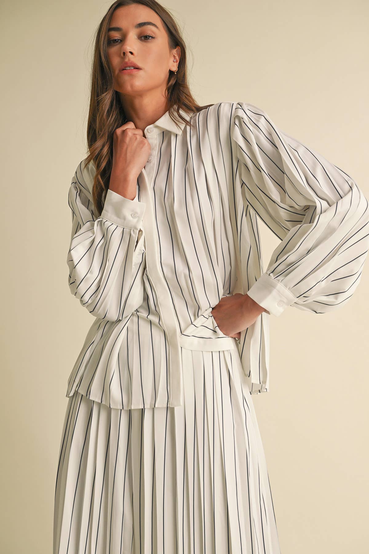 Imara Pleated Stripe Shirt