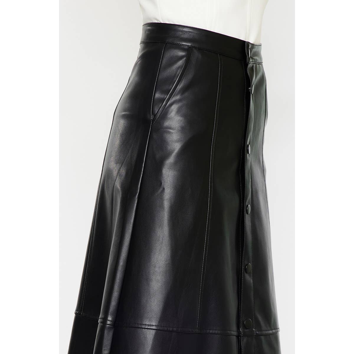 Neri HIGH RISE PU MIDI SKIRT